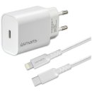 Ładowarka sieciowa 4SMARTS VoltPluG 20W PD + Kabel USB-C - Lightning Biały