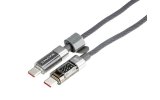Wayme kabel do ładowania i synchronizacji, w oplocie z mikrofibry, 100 cm, USB-C > USB-C, max 100W z wyświetlaczem, szary