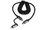 Wayme kabel do ładowania i synchronizacji, w oplocie z mikrofibry, spiralny, 50 - 150 cm, USB-C > USB-C / Lightning, max 60W