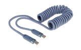 Wayme kabel do ładowania i synchronizacji, w oplocie z mikrofibry, spiralny, 50 - 180 cm, USB-C > USB-C, max 100W, niebieski
