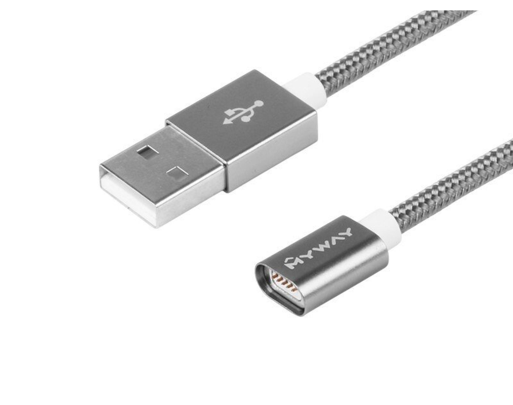 Kabel do ładowania i synchronizacji, w oplocie nylonowym, 120 cm, USB > magnes neodymowy