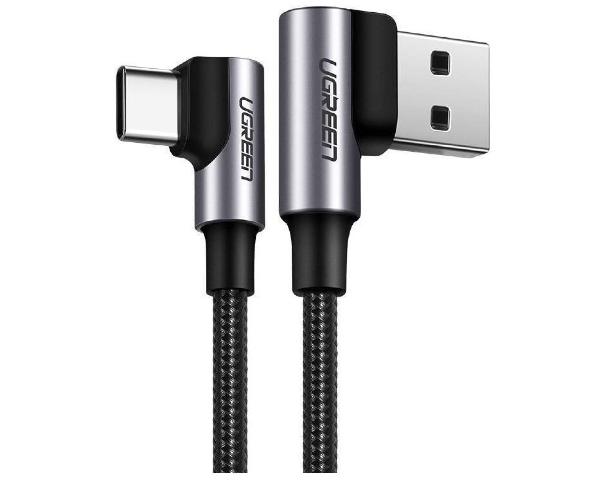 Kabel kątowy USB-A - USB-C UGREEN US176 2 m Czarno-szary