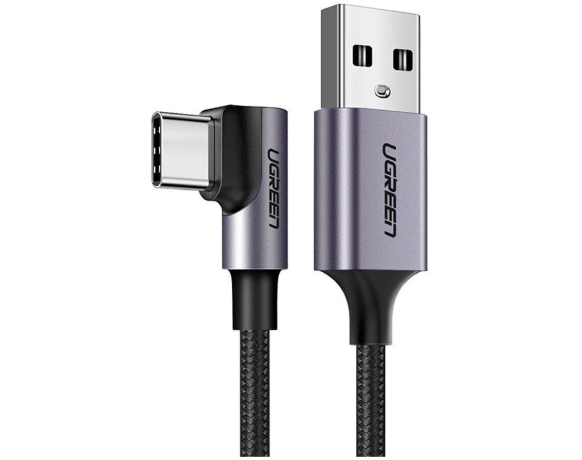 Kabel kątowy USB-A - USB-C UGREEN US284 15W 3 m Czarno-szary