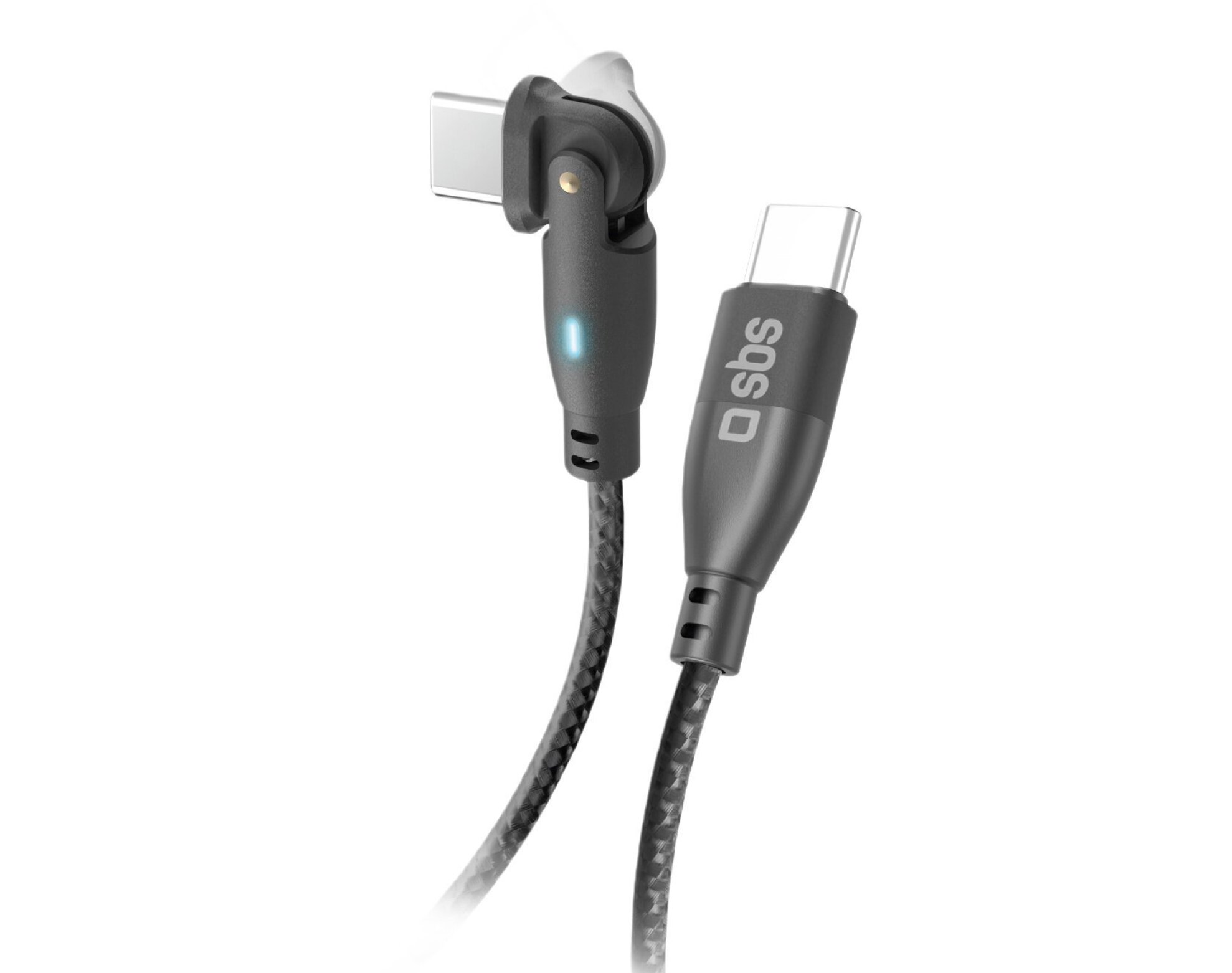 Kabel kątowy USB-C - USB-C SBS 60W 1 m Czarny