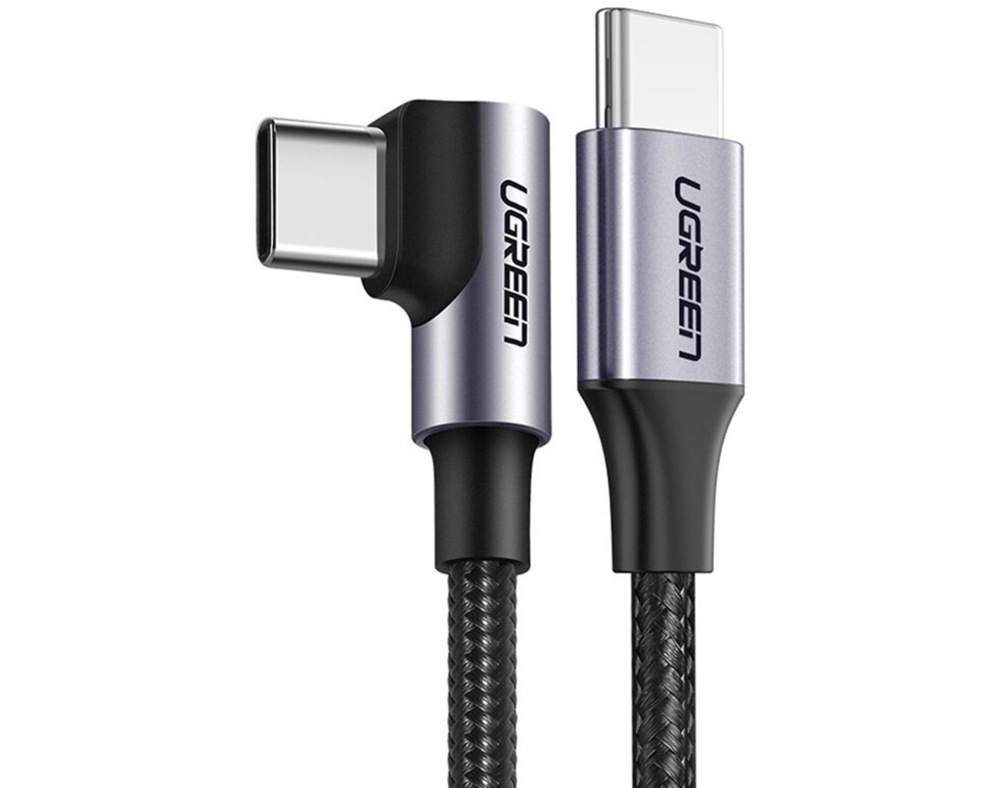 Kabel kątowy USB-C - USB-C UGREEN US255 60W 1 m Czarny