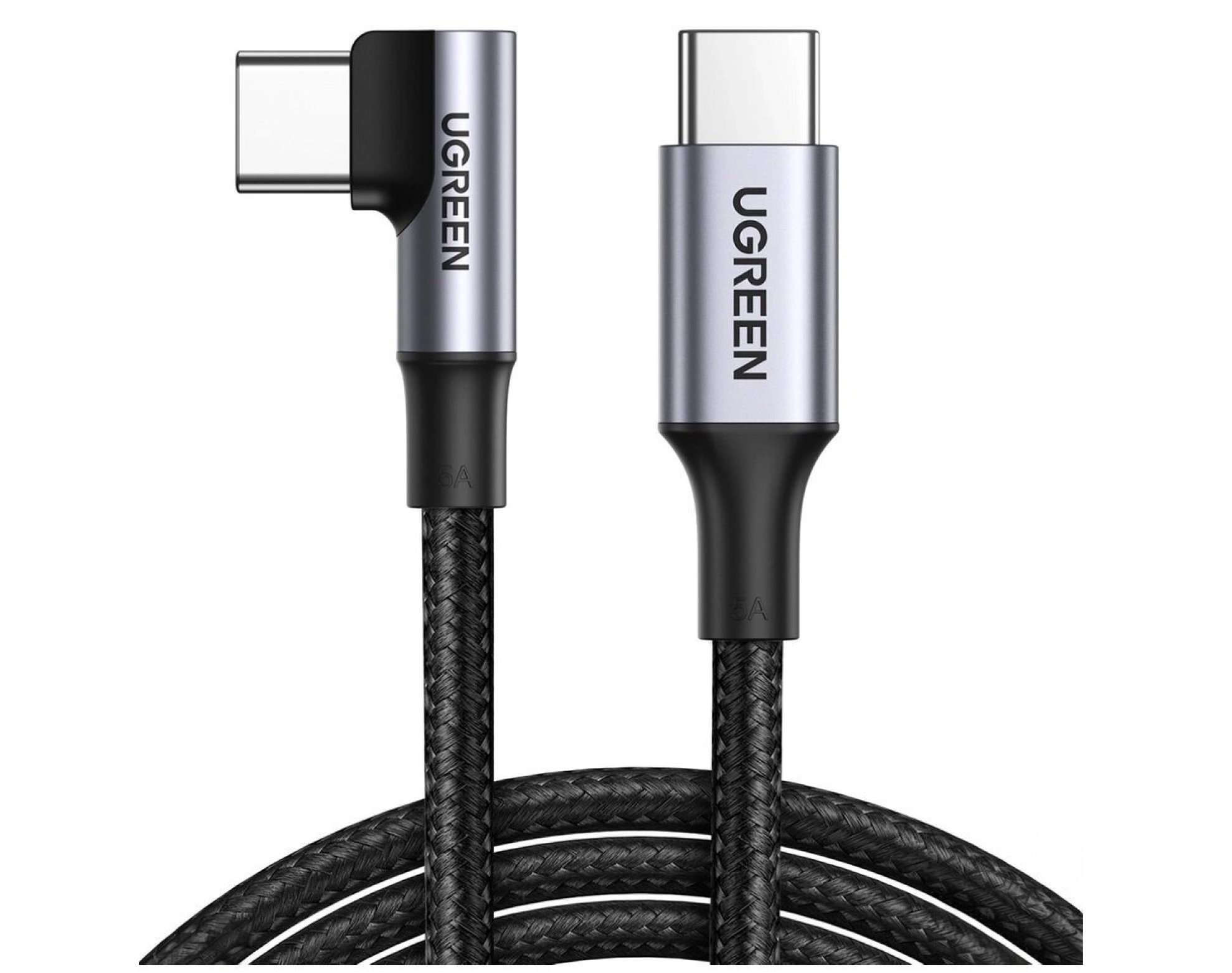 Kabel kątowy USB-C - USB-C UGREEN US334 100W 2 m Czarno-szary