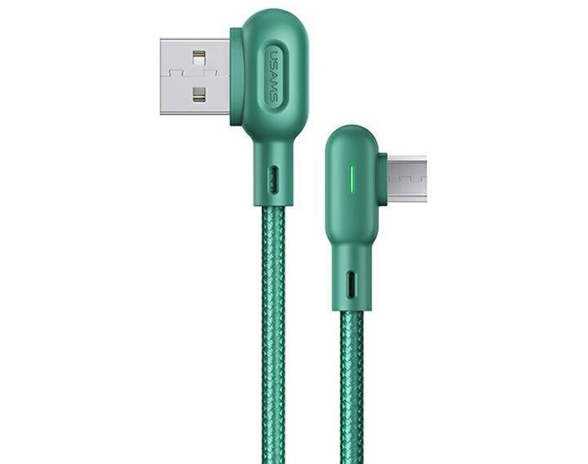 Kabel kątowy USB - Micro USB USAMS 1.2 m Zielony