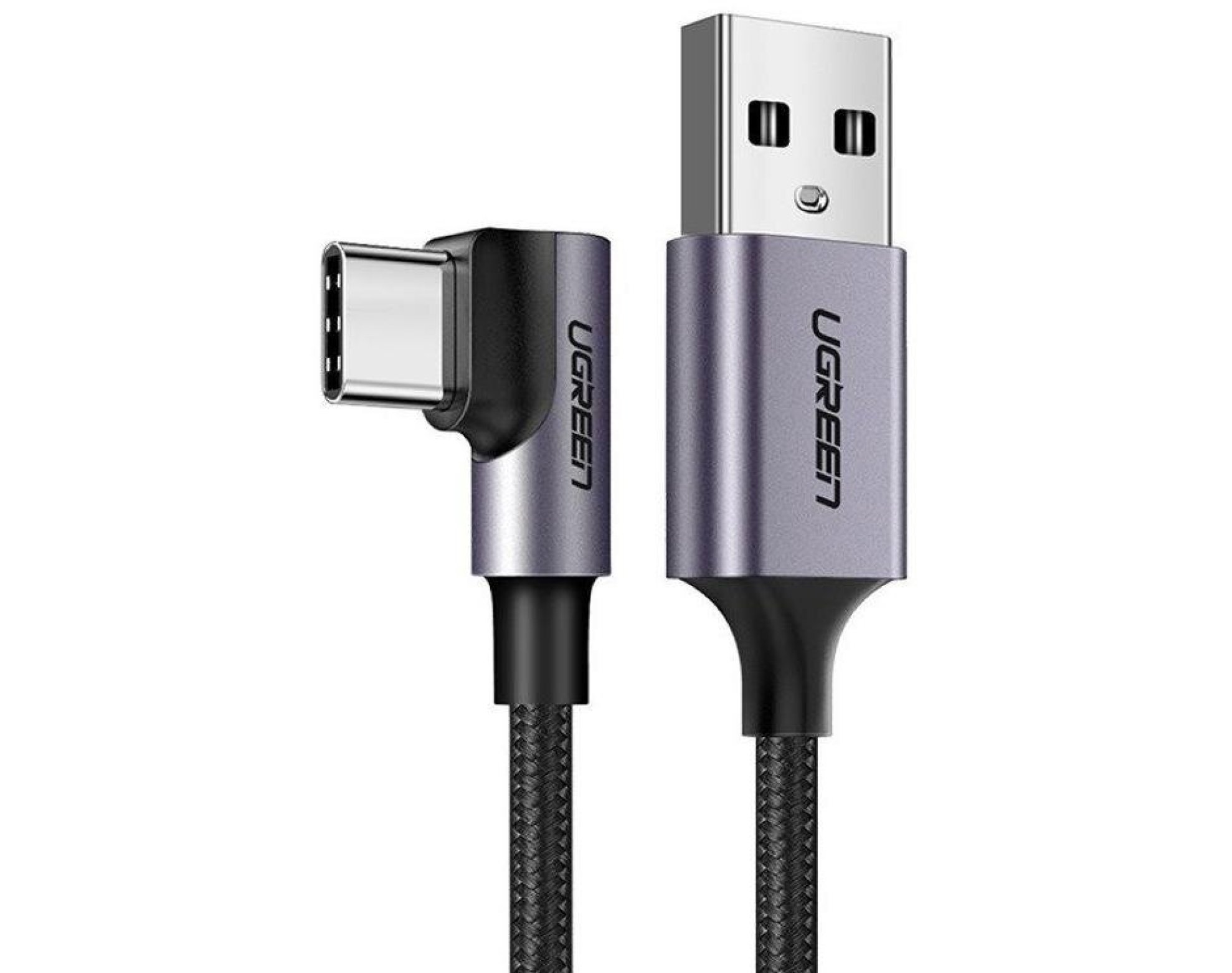 Kabel kątowy USB - USB-C UGREEN US284 2 m Czarno-szary