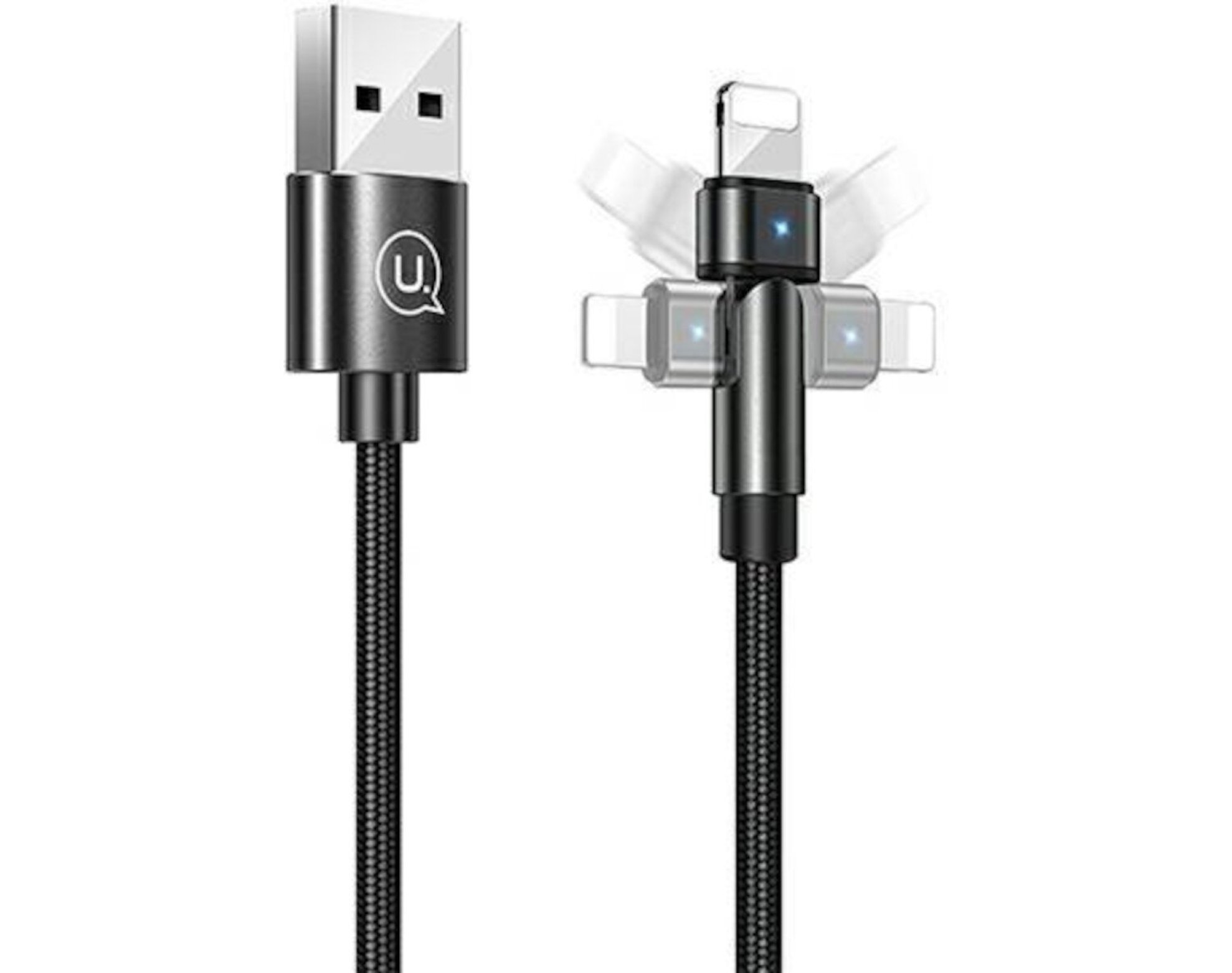 Kabel obrotowy USB - Lightning USAMS U60 2A 1 m Czarny