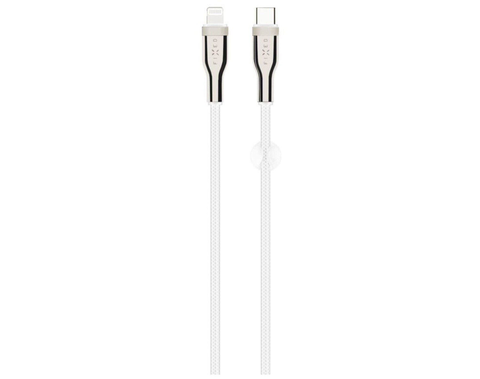 Kabel pleciony USB-C - Lightning FIXED 60W 1.2 m Biały