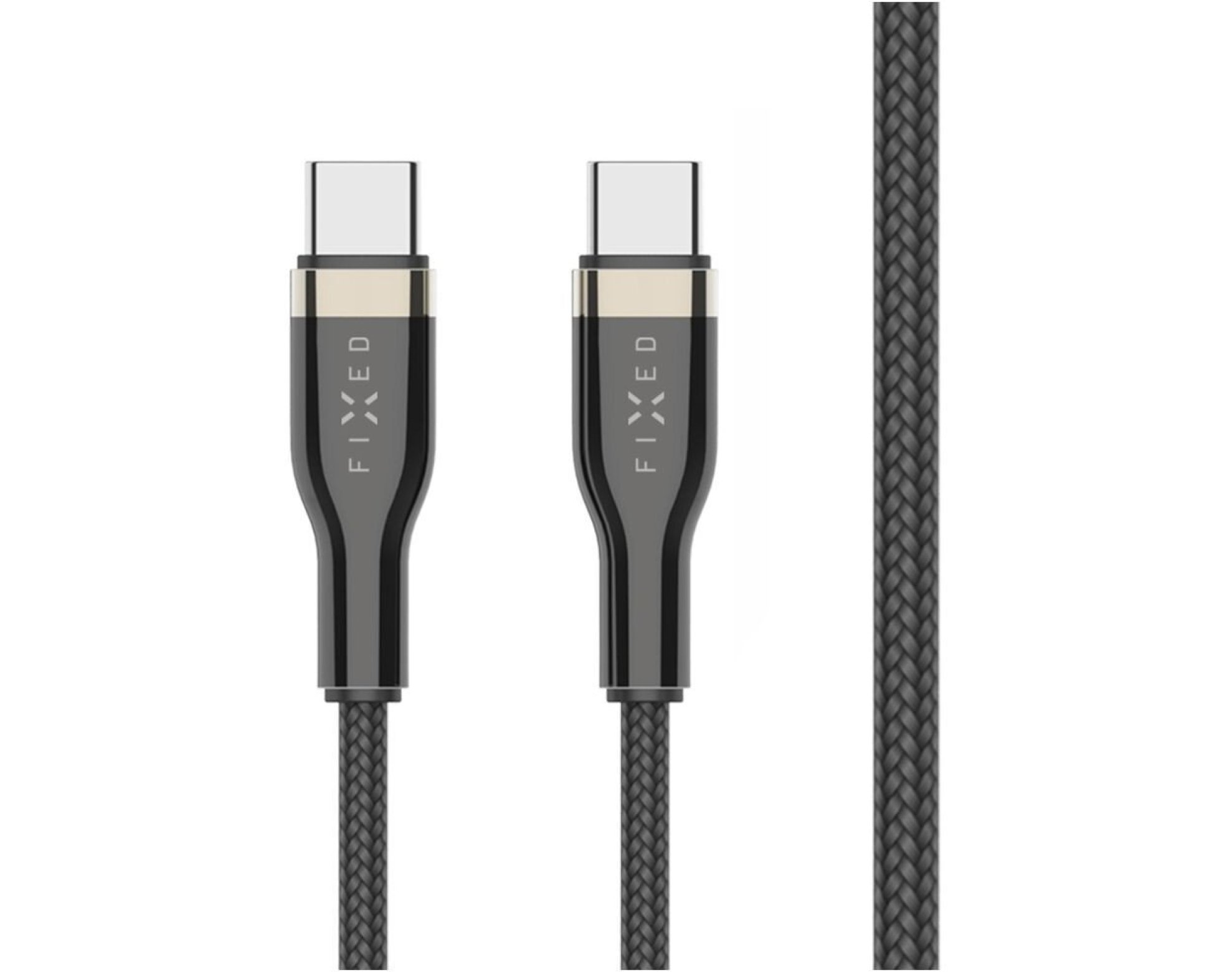 Kabel pleciony USB-C - USB-C FIXED 100W 0.5 m Czarny