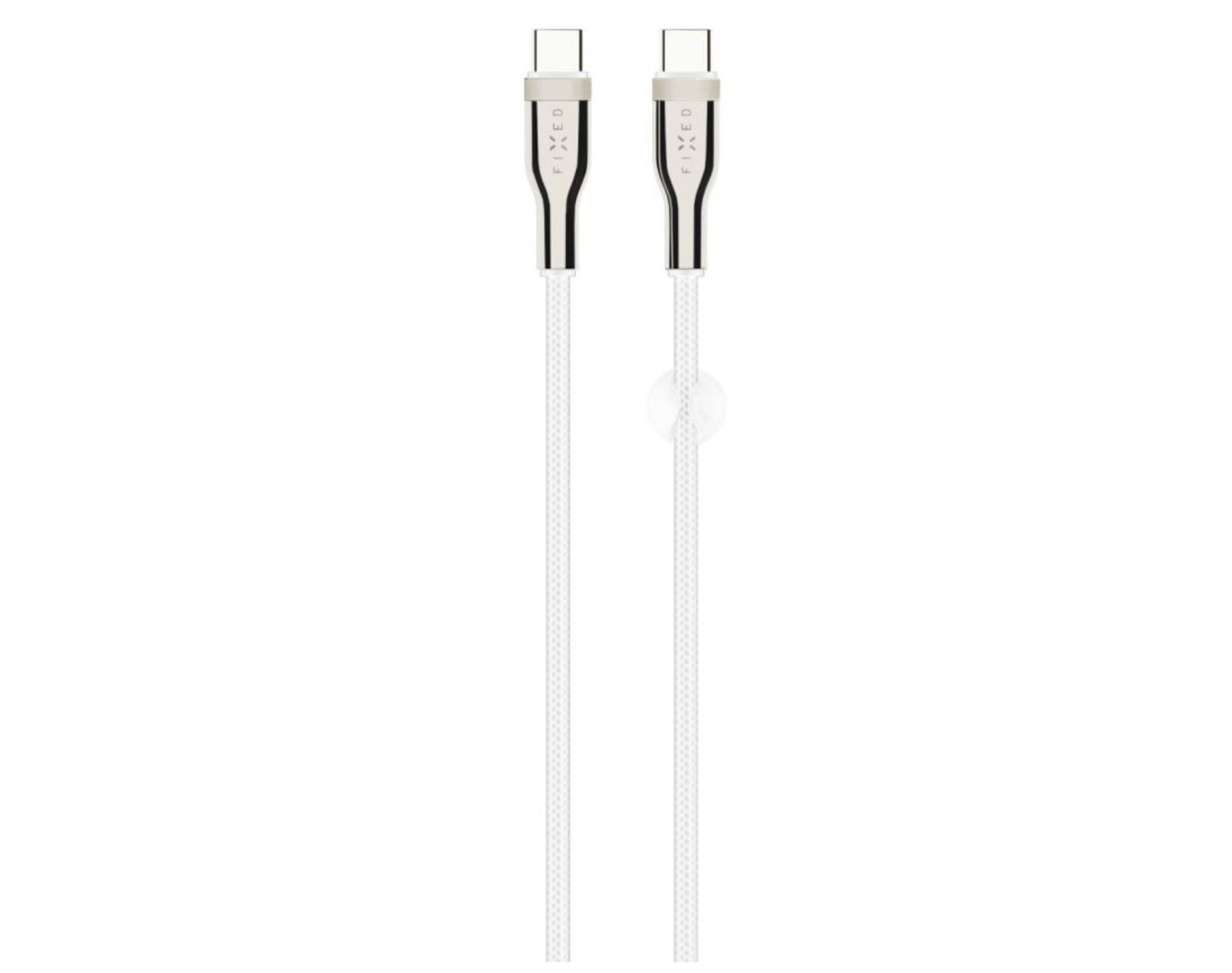 Kabel pleciony USB-C - USB-C FIXED 100W 1.2 m Biały