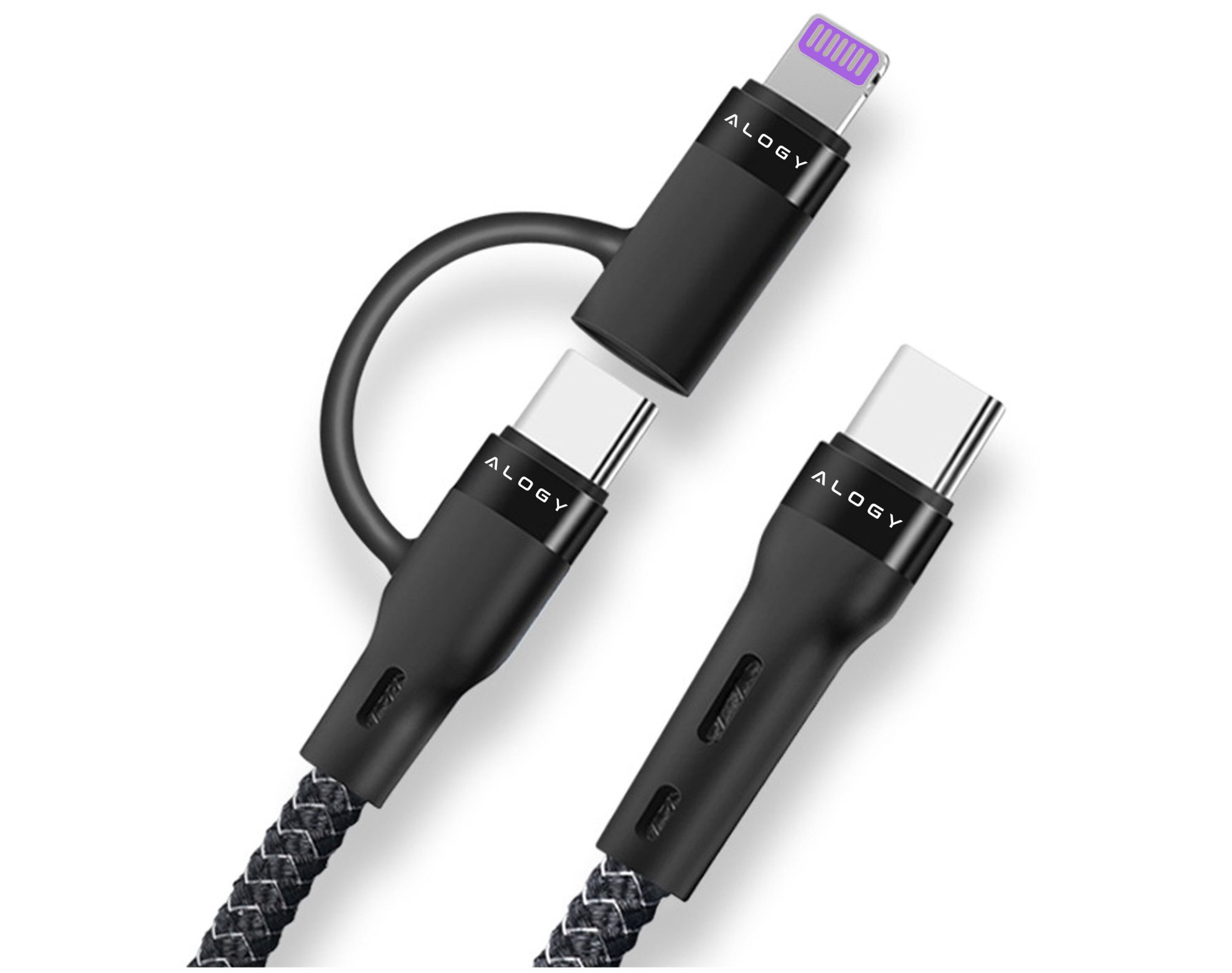 Kabel szybki mocny USB-C type-C C przejściówka adapter do iPhone PD 60W 1M do Lightning PowerDelivery do Apple iPhone przejściówka adapter Czarny