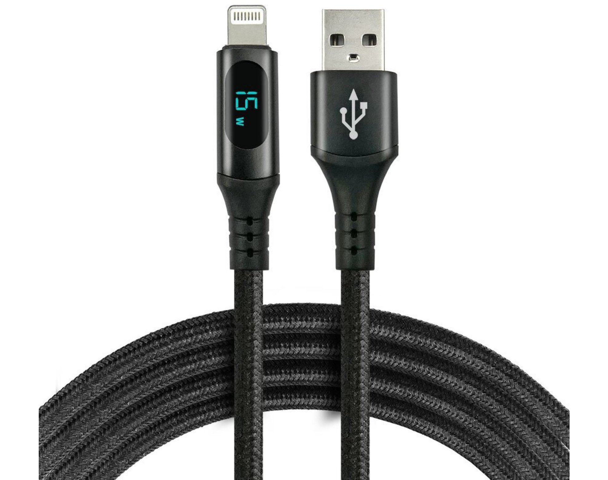 Kabel USB-A - Lightning EVERACTIVE z wyświetlaczem everActive CBB-1IBL 15W 1 m Czarny