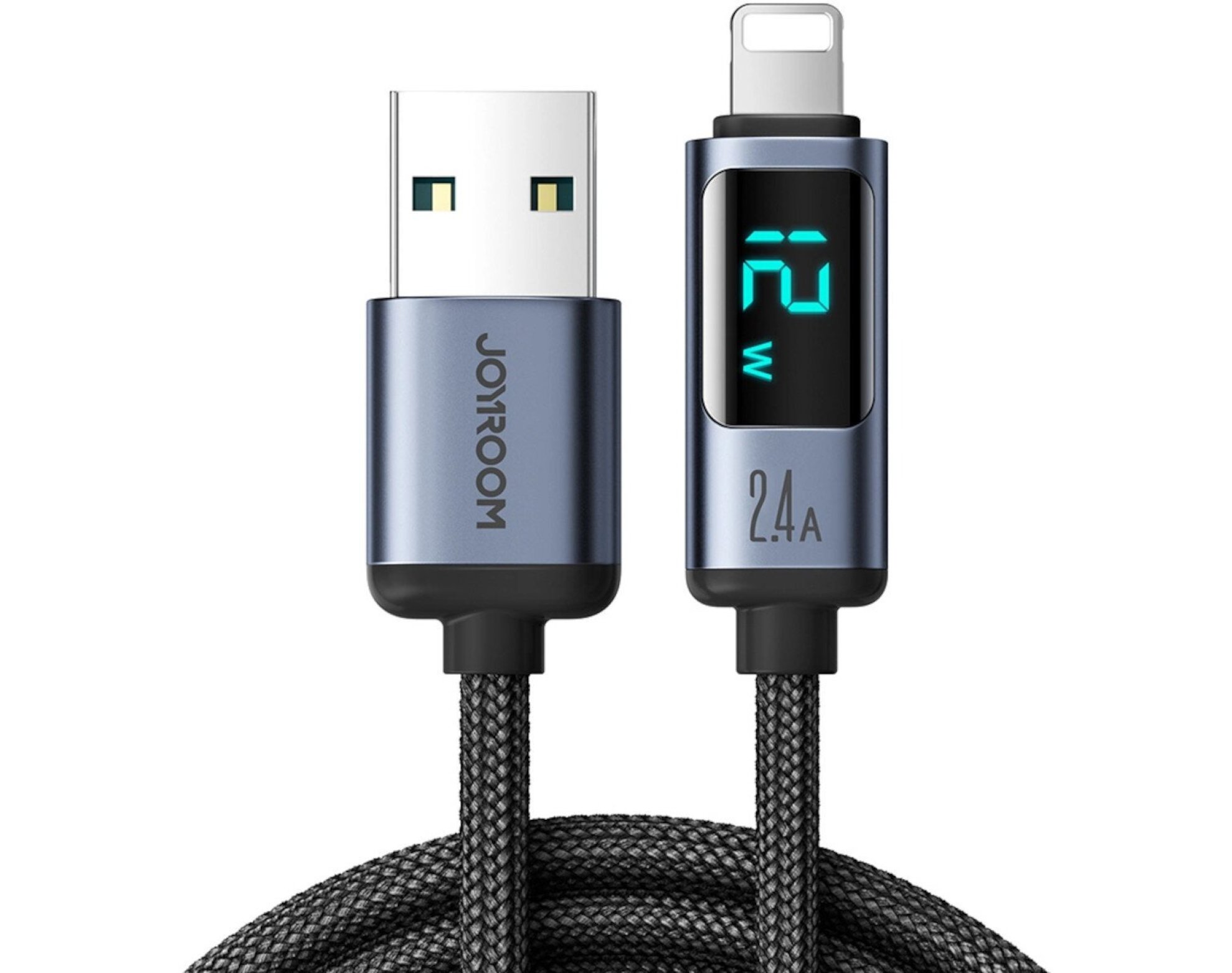 Kabel USB-A - Lightning JOYROOM z wyświetlaczem LCD 2. A 1.2m Czarny