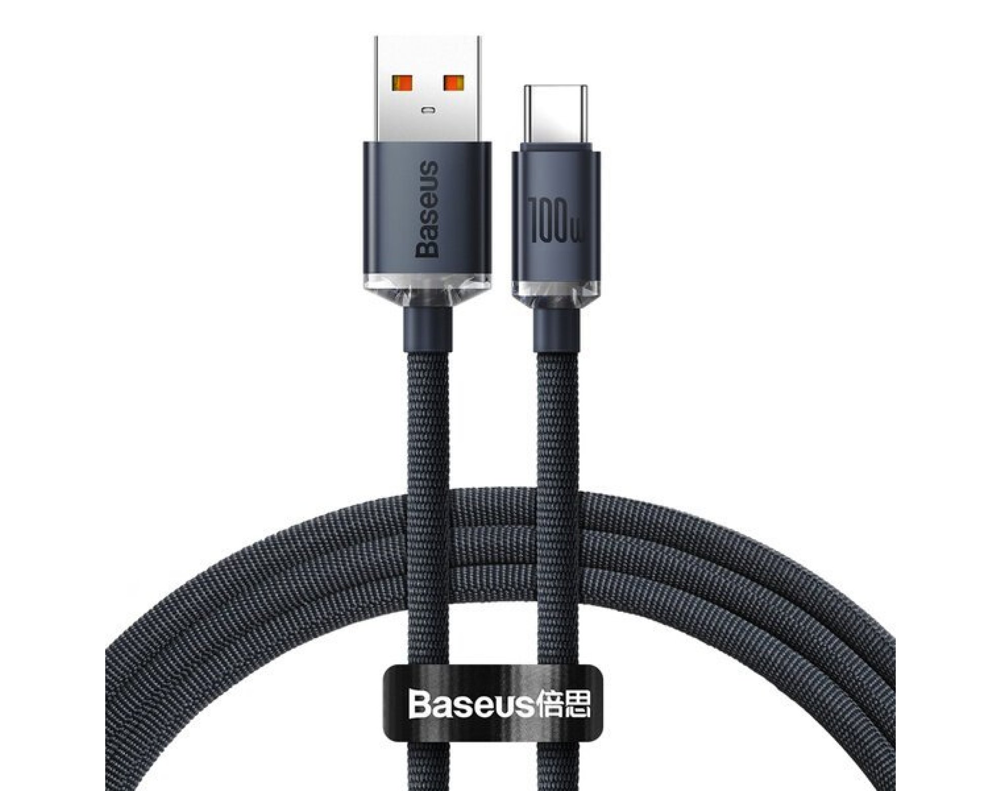 Kabel USB-A - USB-C BASEUS Crystal Shine 100W 1.2 m Czarny