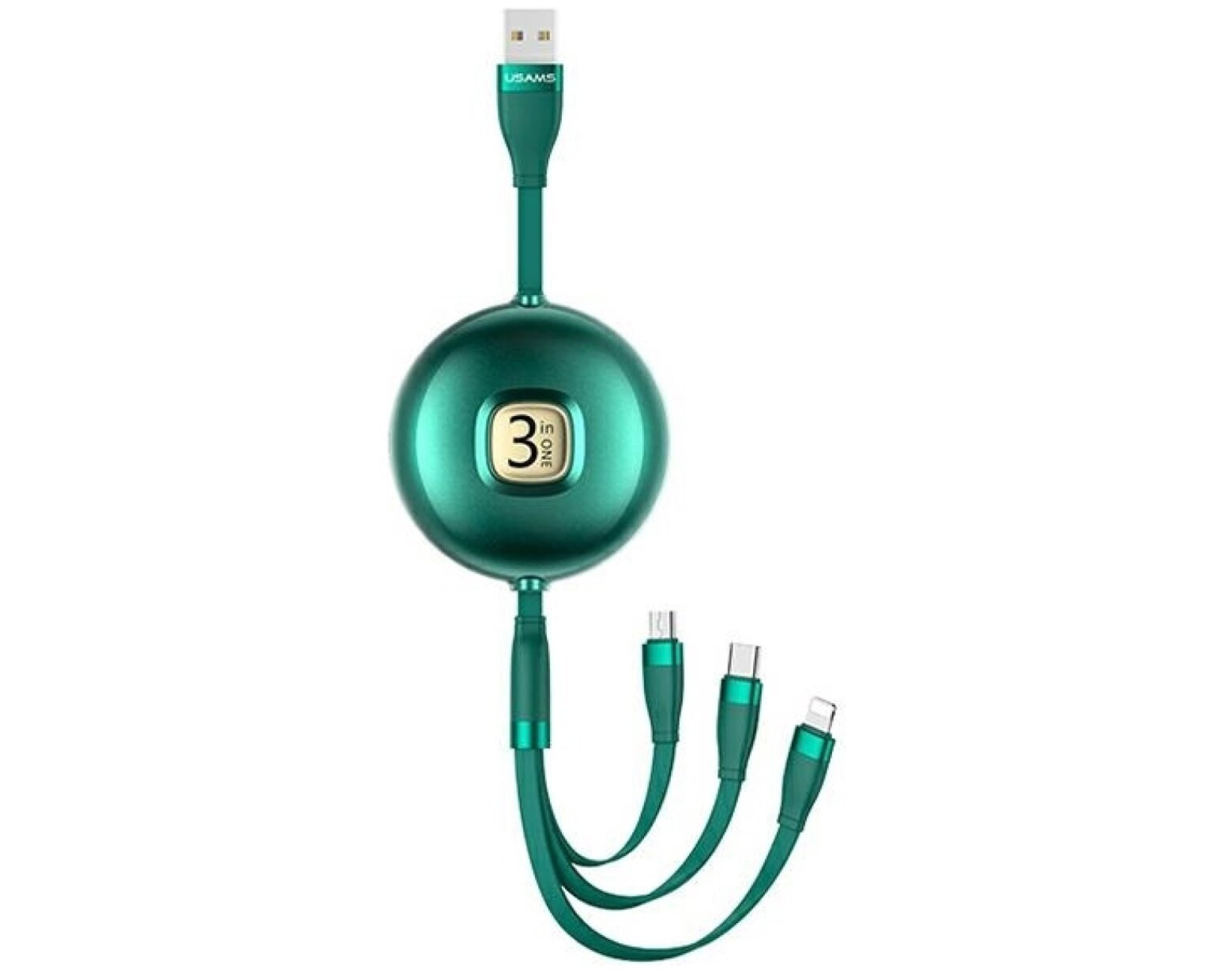 Kabel USB-A - USB-C/Lightning/Micro USB USAMS U69 3w1 15W 1.2 m Zielony