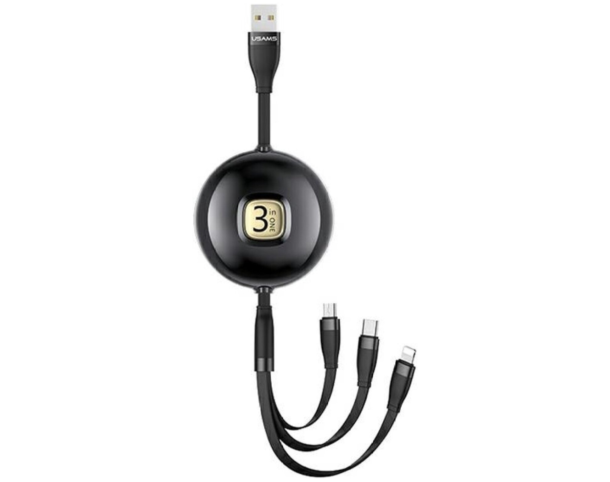 Kabel USB-A - USB-C/Lightning/Micro USB USAMS U69 3w1 15W 1 m Czarny