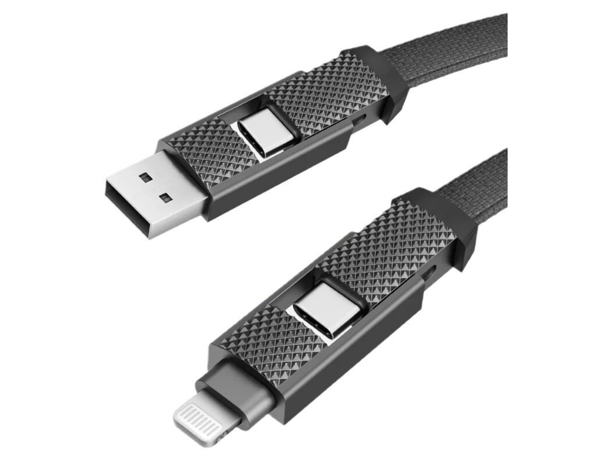 Kabel USB-A/USB-C - USB-C/Lightning ENERGEA Bazic GoCharge Alucable 60W 1m Czarny