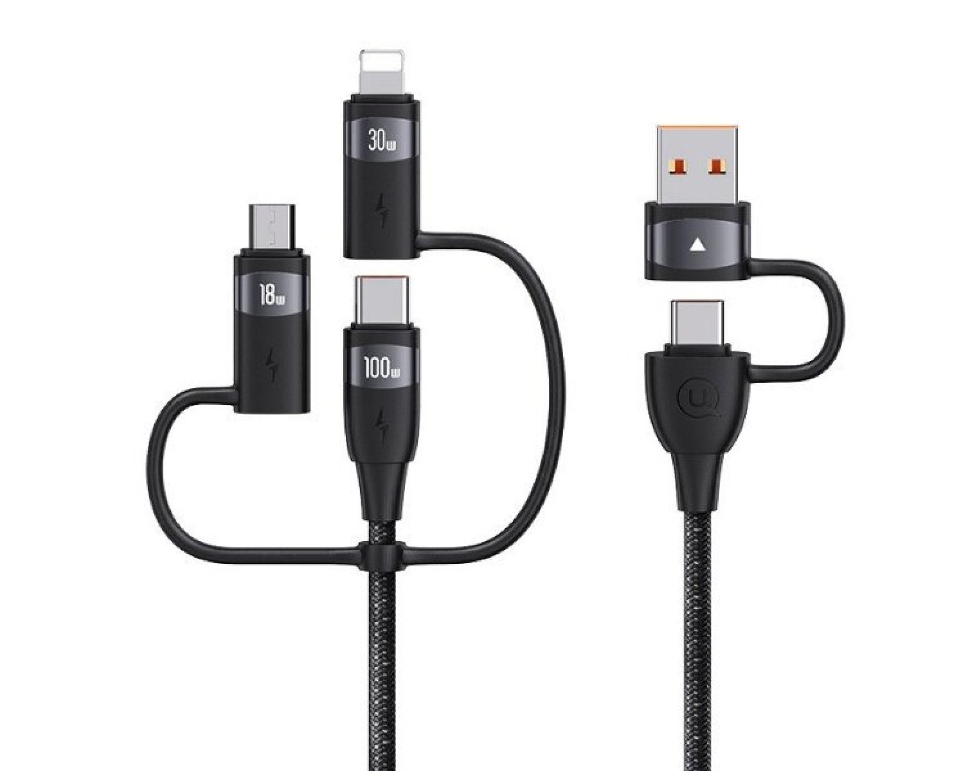 Kabel USB-A/USB-C - USB-C/Micro USB/Lightning USAMS 6w1 U85 100W 1.2 m Czarny