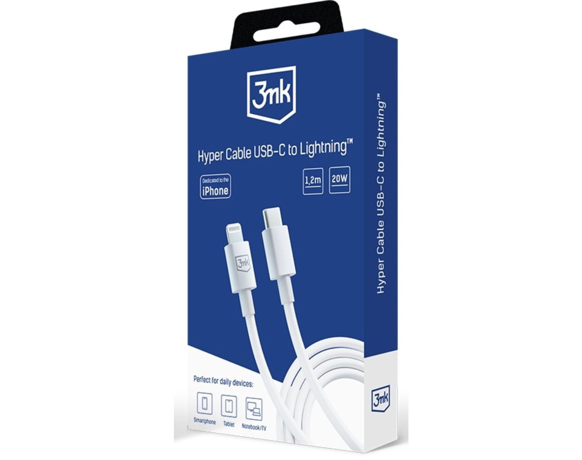 Kabel USB-C - Lightning 3MK Hyper Cable 1.2 m Biały