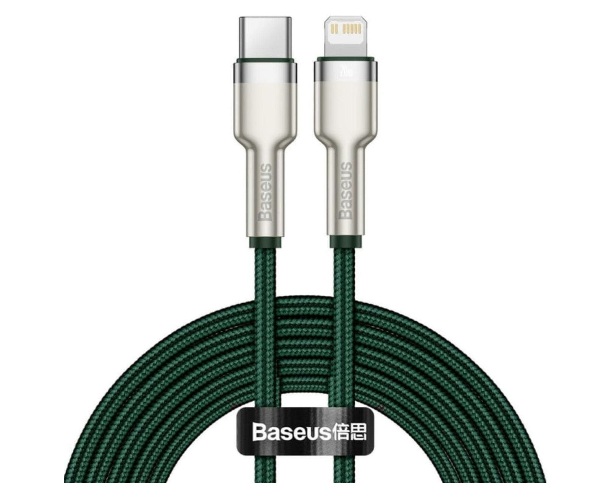 Kabel USB-C - Lightning BASEUS Cafule Metal 1 m Zielony