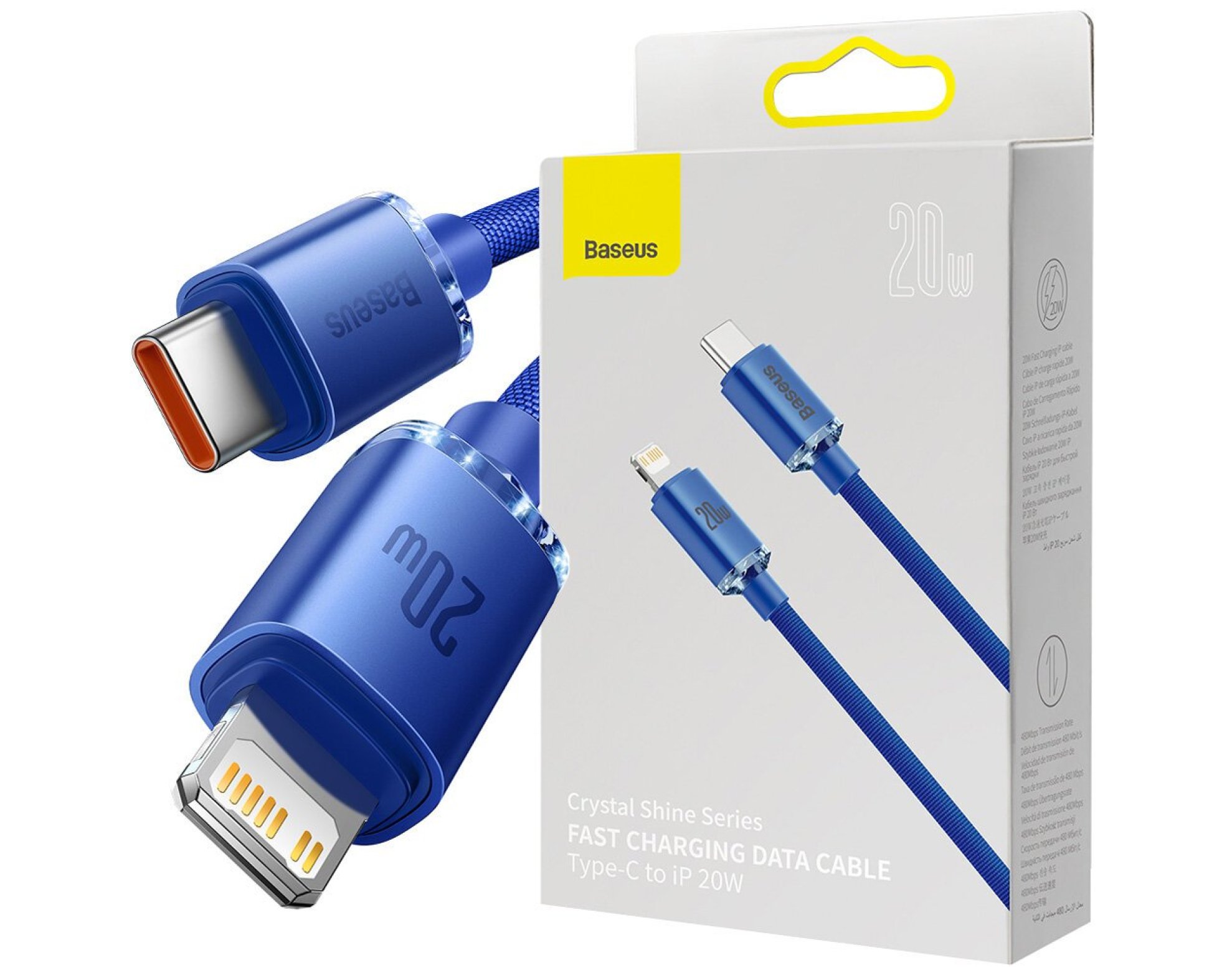 Kabel USB-C - Lightning BASEUS Crystal 1,2m Niebieski