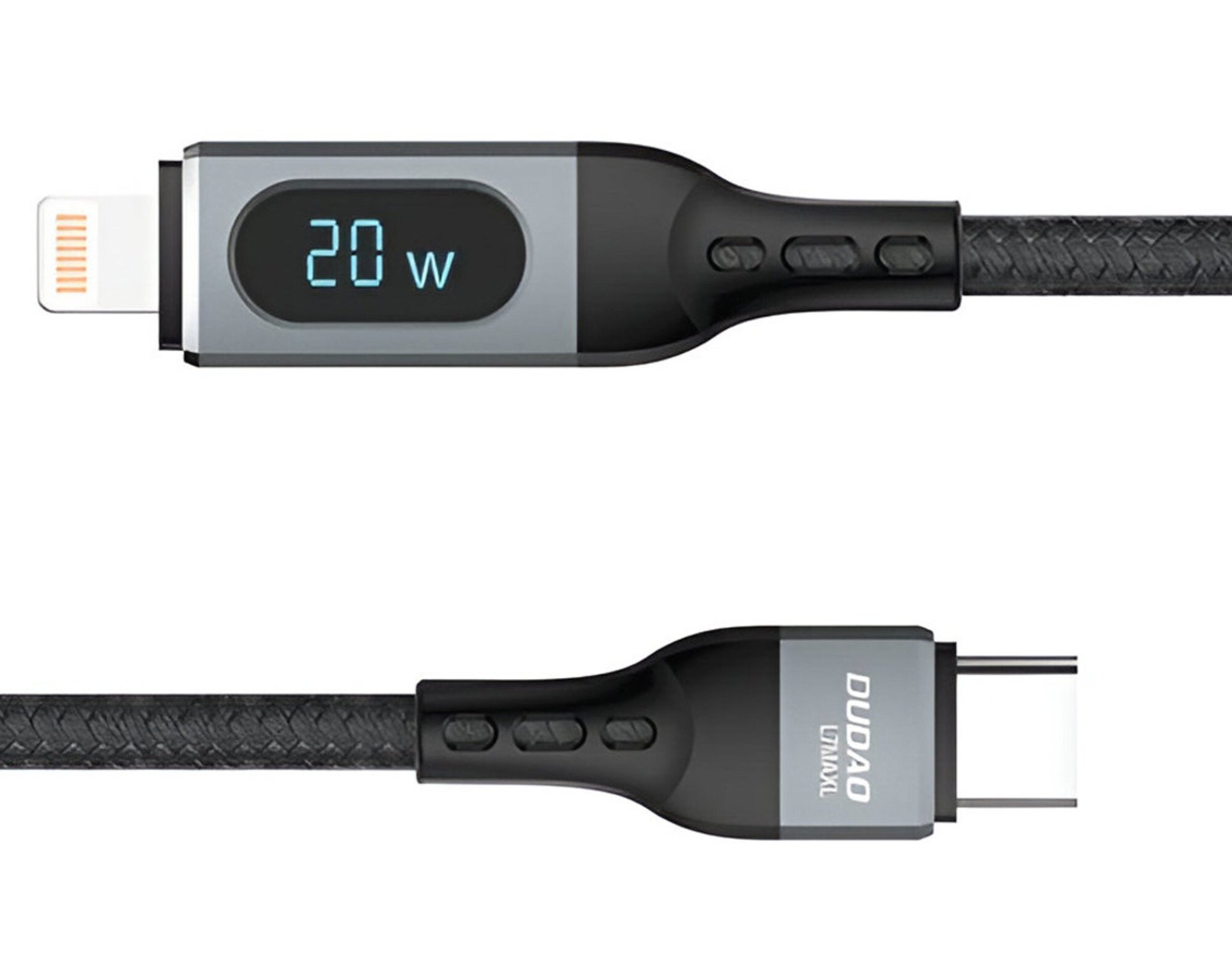 Kabel USB-C - Lightning DUDAO z wyświetlaczem LCD 20W 1 m Czarny