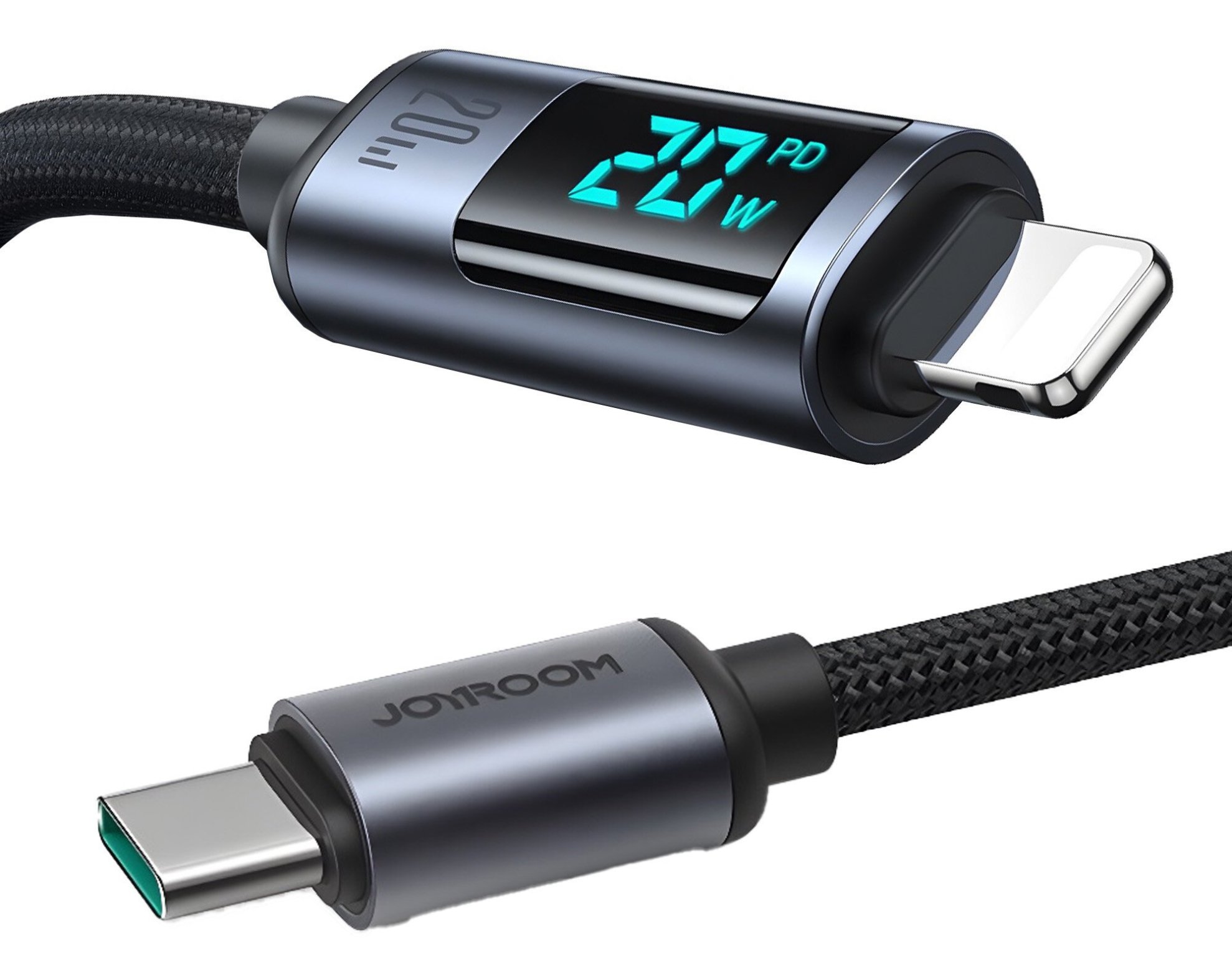 Kabel USB-C - Lightning JOYROOM z wyświetlaczem LCD 20W 1.2 m Czarny
