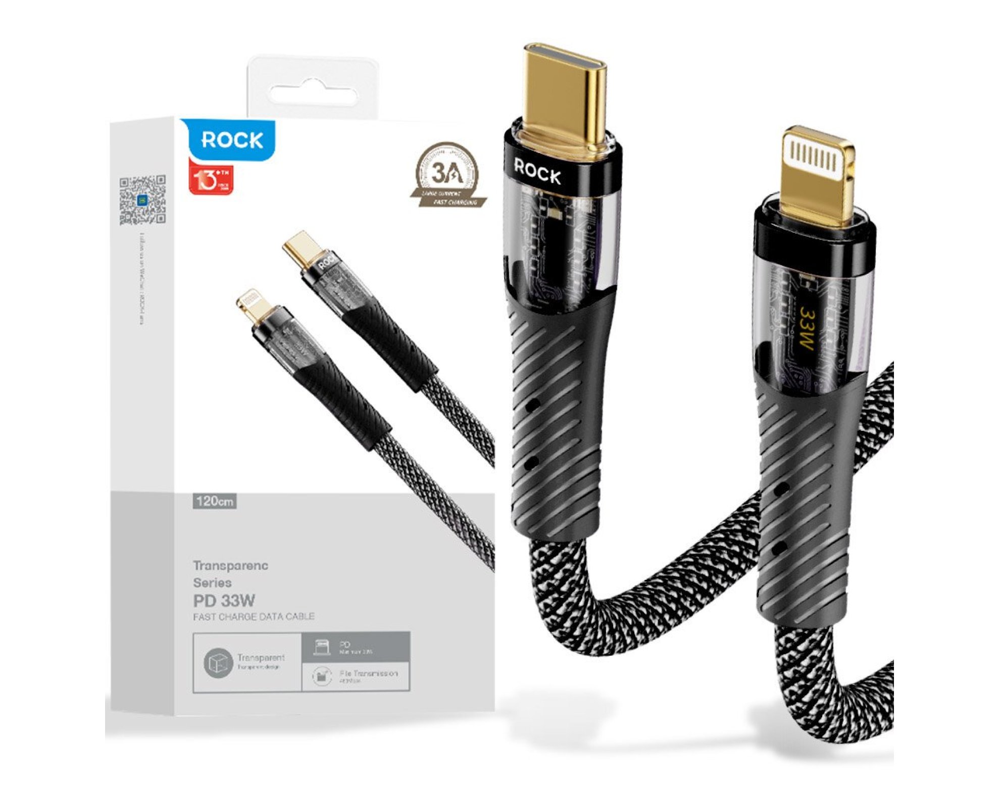Kabel USB-C - Lightning ROCK Z21 1.2 m Czarny