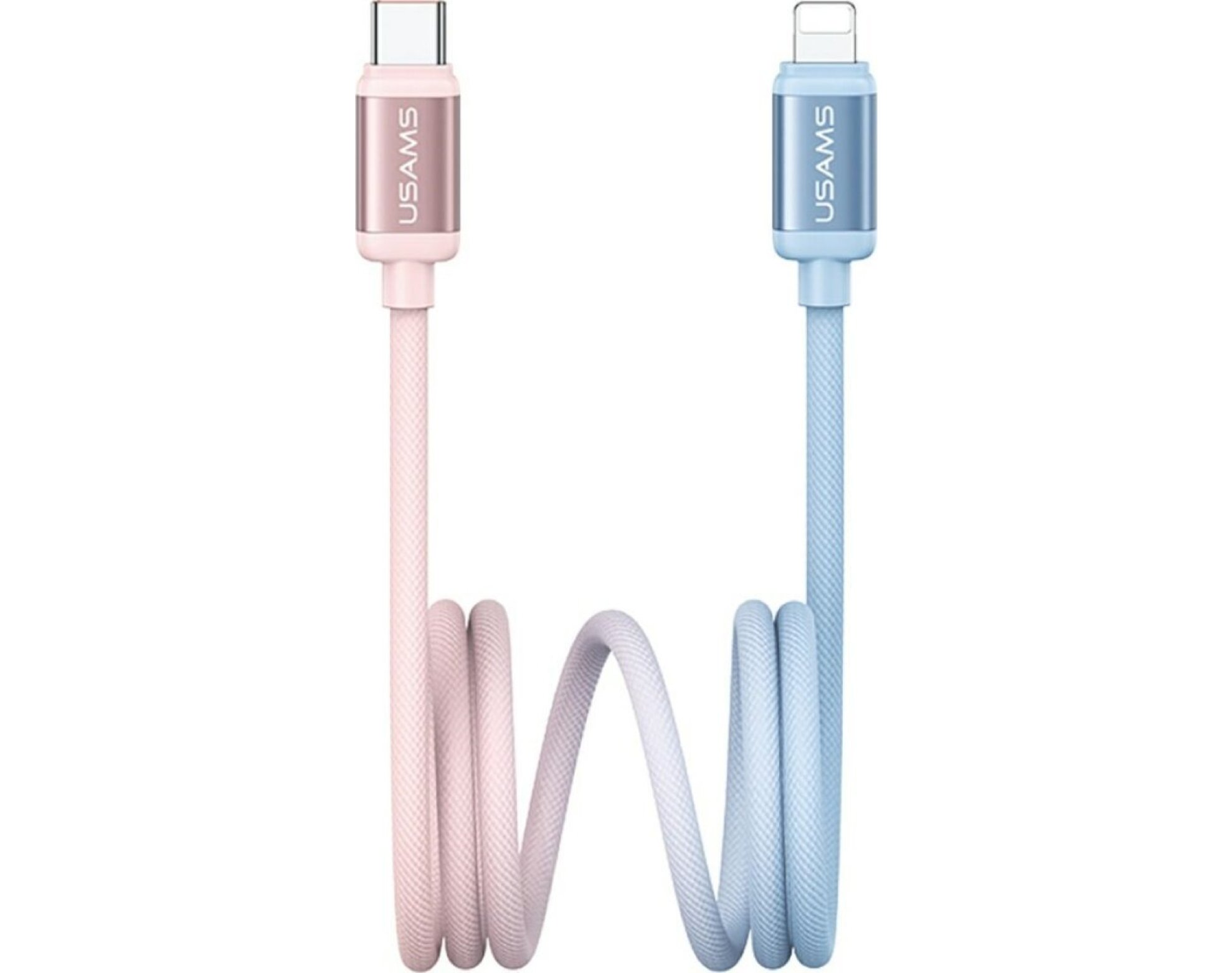 Kabel USB-C - Lightning USAMS Bicolor Series SJ757 PD 30W 1.2 m Niebiesko-różowy