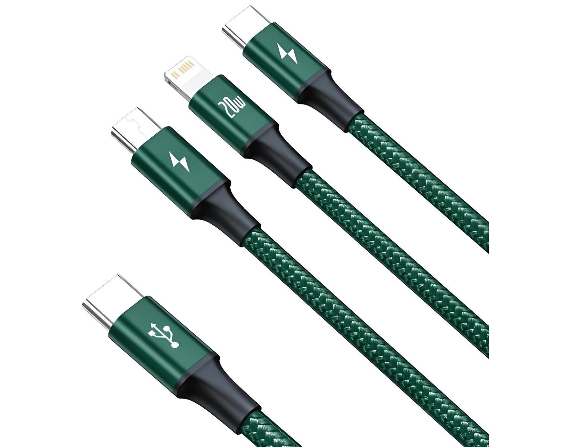 Kabel USB-C - micro USB/Lightning/USB-C BASEUS Rapid 3w1 1.5 m Zielony