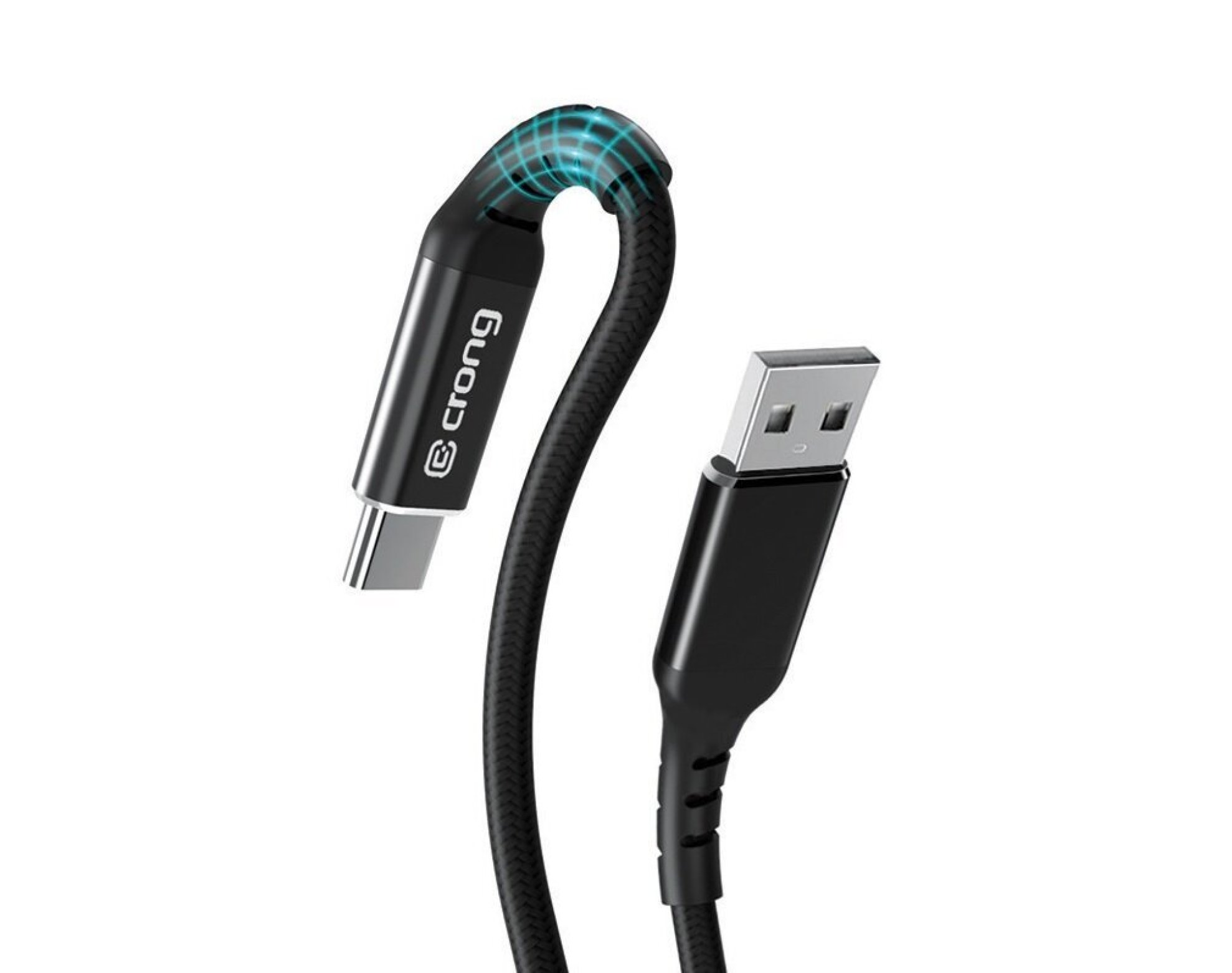 Kabel USB-C - USB-A CRONG Armor Link 1,5 m Czarny