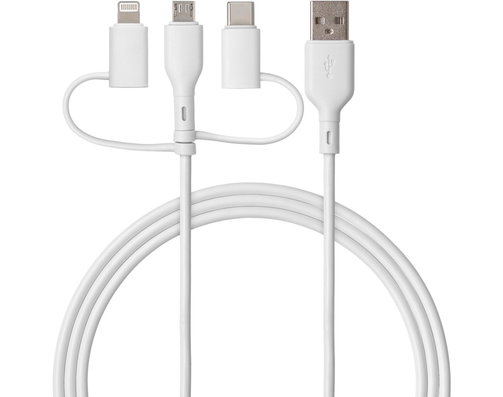 Kabel USB-C - USB-A/microUSB/Lightning QUALO Recycling QRC-CA+M+L-00 3w1 1.5 m Biały