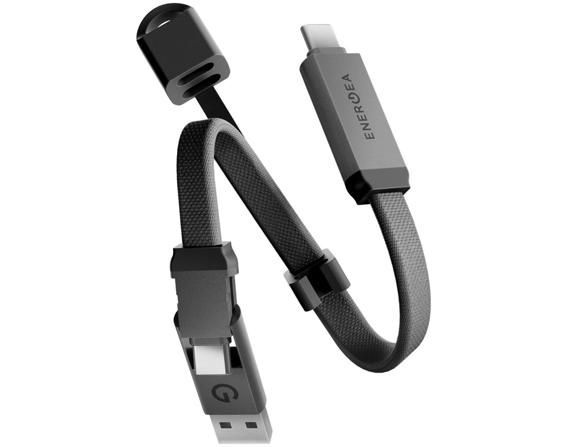 Kabel USB-C/USB-A - USB-C ENERGEA Sheath Key 2w1 60W 0.15 m Szary