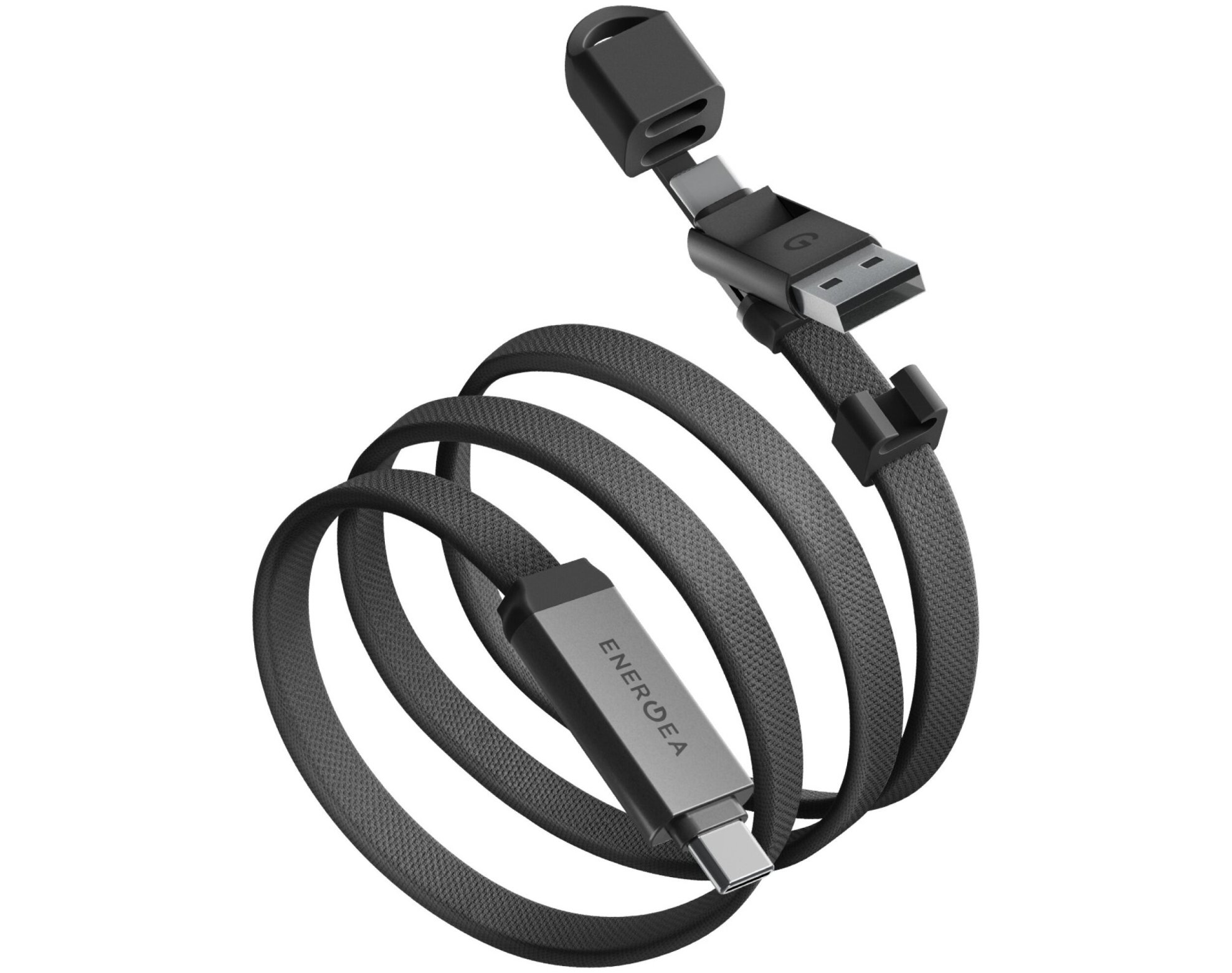 Kabel USB-C/USB-A - USB-C ENERGEA Sheath Travel 2w1 60W 1.2 m Szary