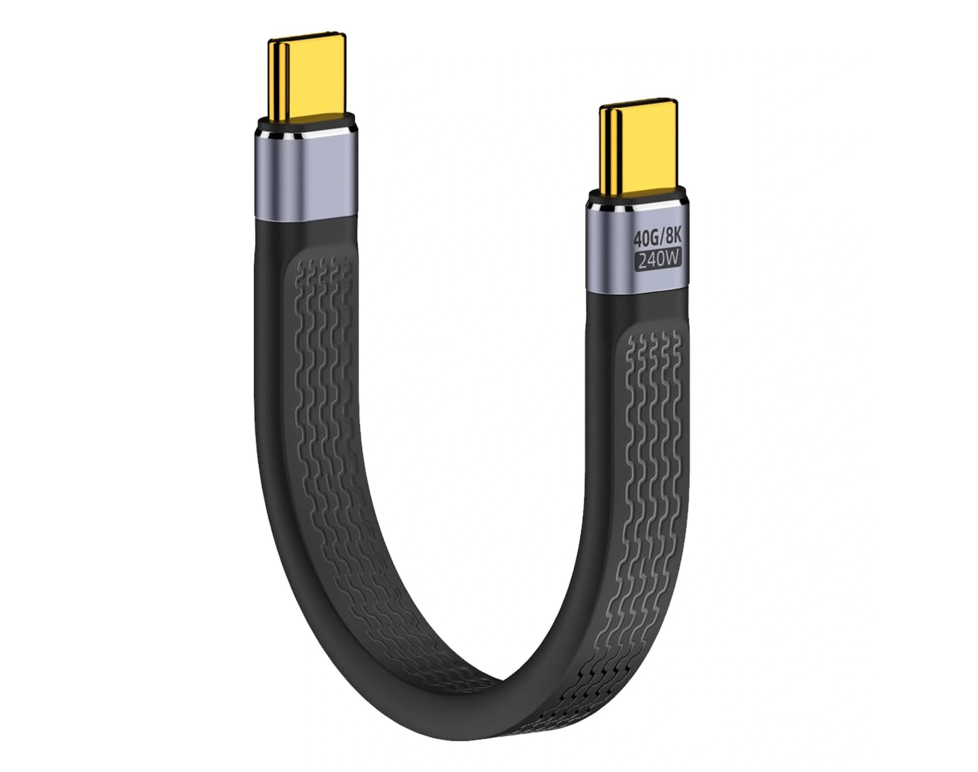Kabel USB-C - USB-C 13cm 240W 40Gbps z obsługą 8K/60Hz krótki przewód Alogy Czarny