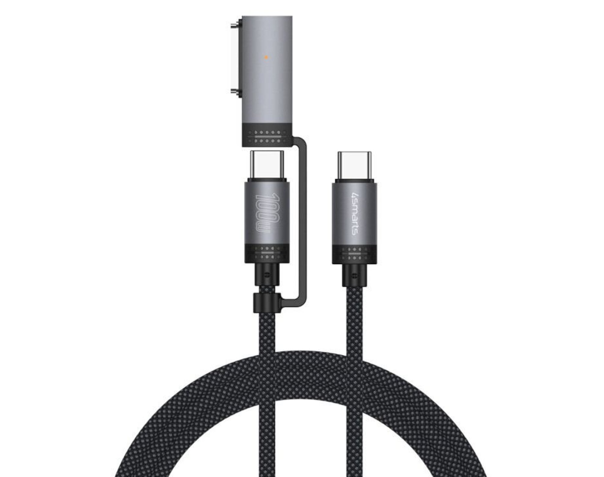 Kabel USB-C - USB-C 4SMARTS Explorer ComboCord 100W 2m z adapterem MagSafe Czarny