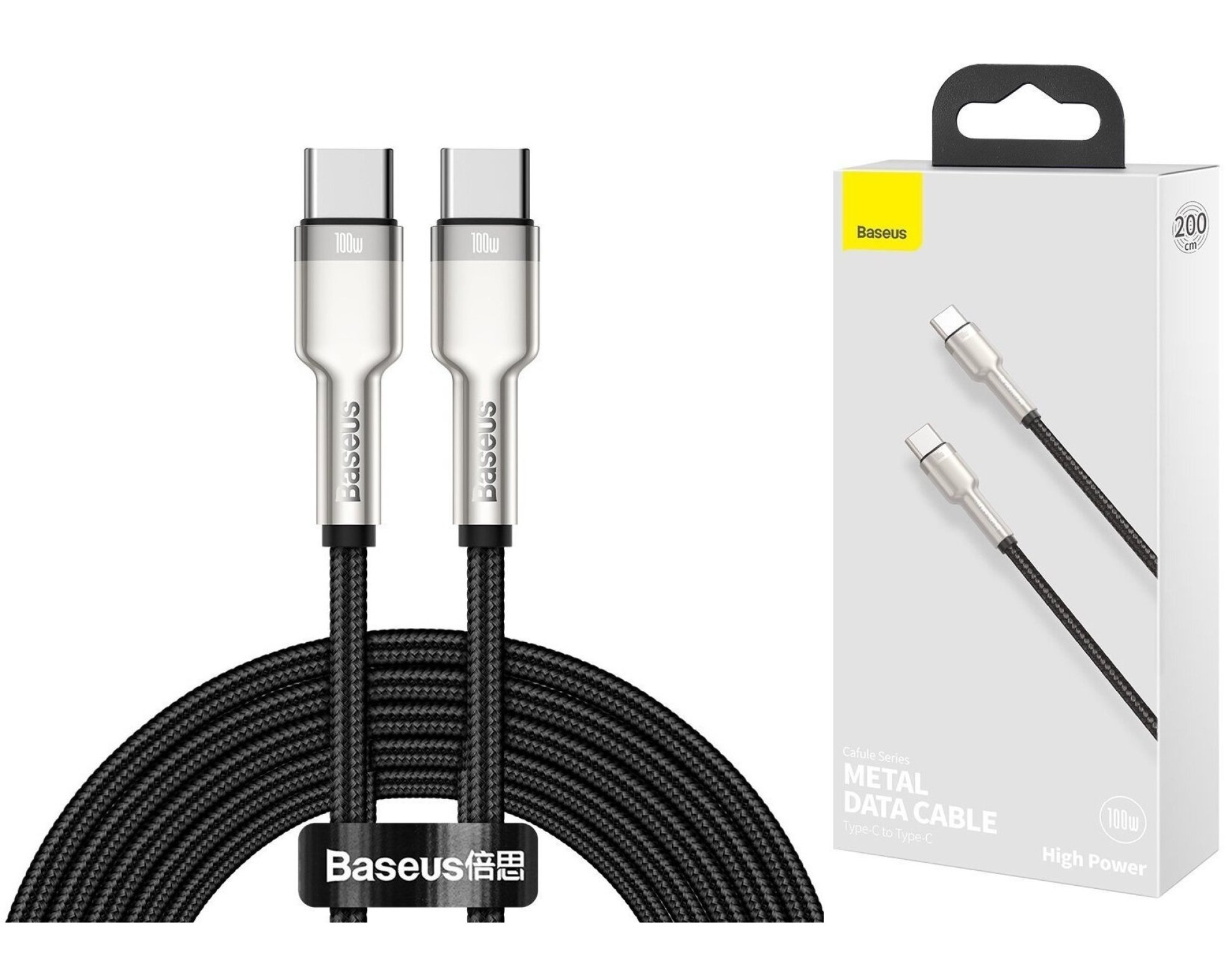 Kabel USB-C - USB-C BASEUS Cafule Metal 100W 2 m