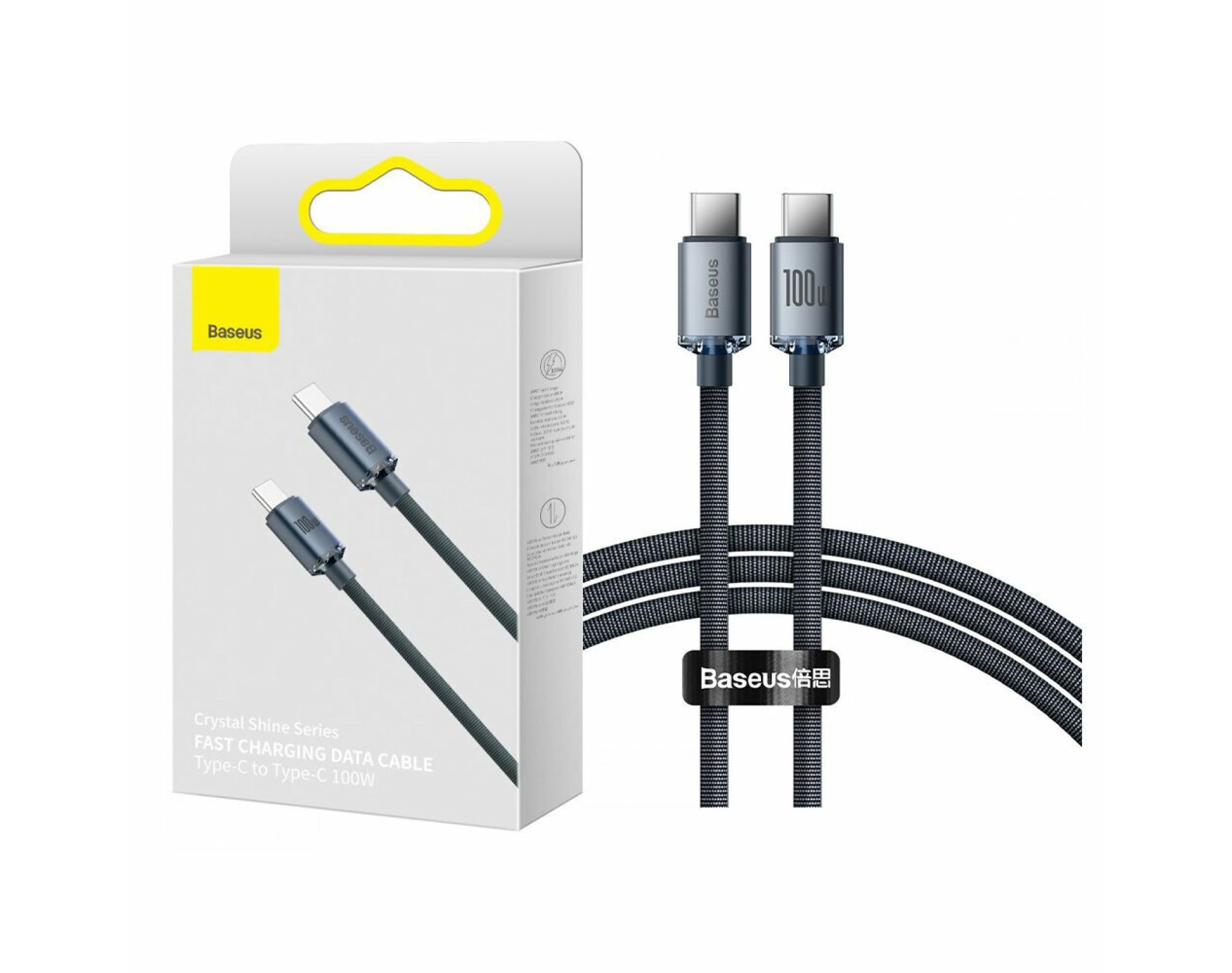 Kabel USB-C - USB-C BASEUS Crystal Shine 2m Czarny