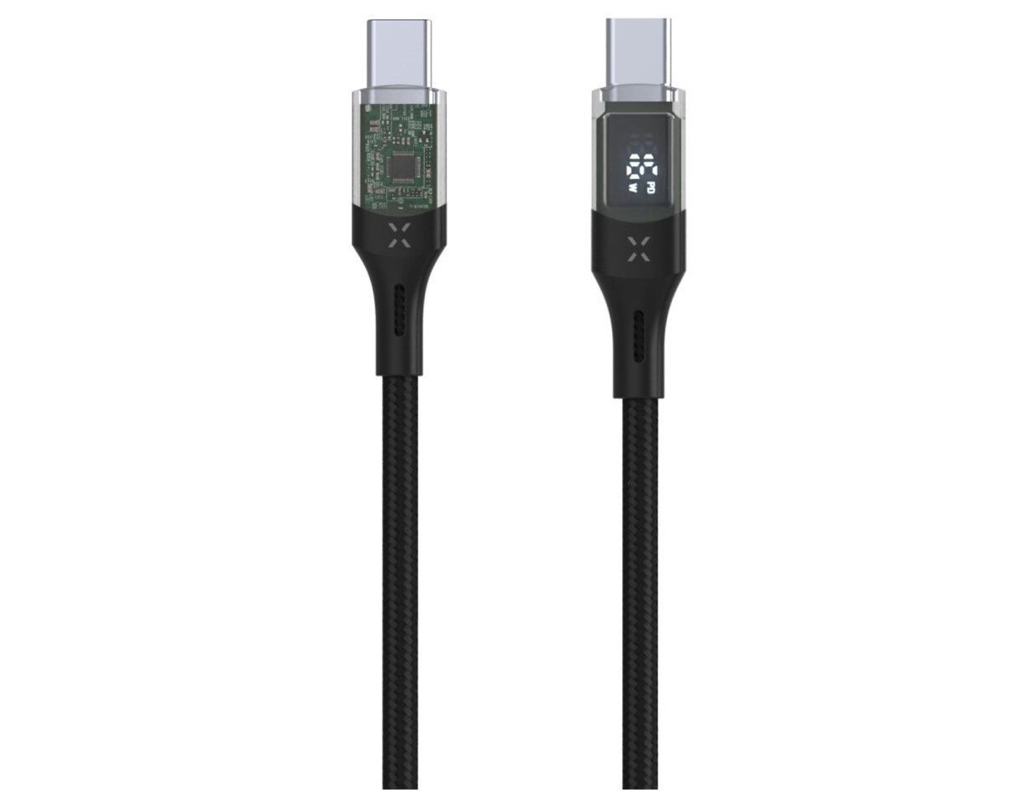Kabel USB-C - USB-C FIXED z wyświetlaczem LCD 100W 1.2m Czarny