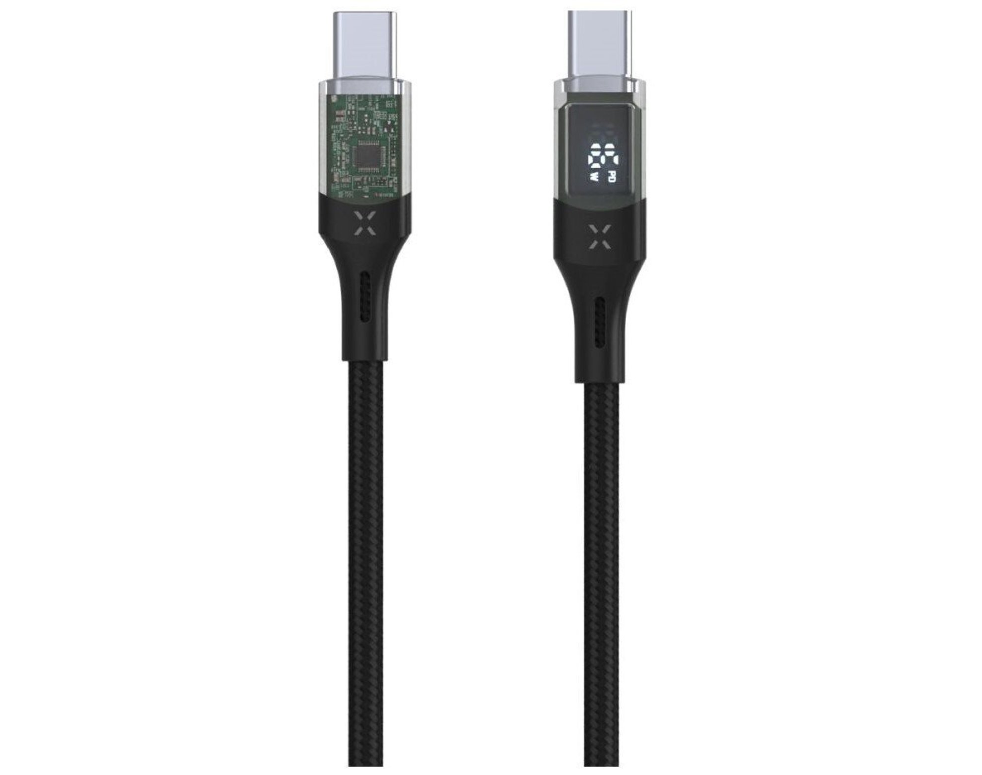 Kabel USB-C - USB-C FIXED z wyświetlaczem LCD 100w 2 m Czarny