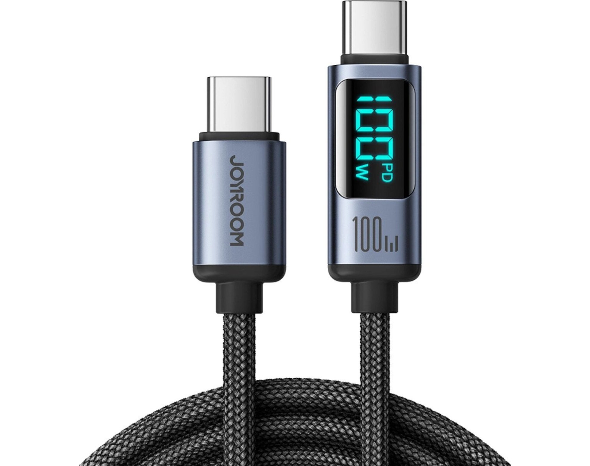 Kabel USB-C - USB-C JOYROOM z wyświetlaczem LCD PD 100W 1.2m Czarny