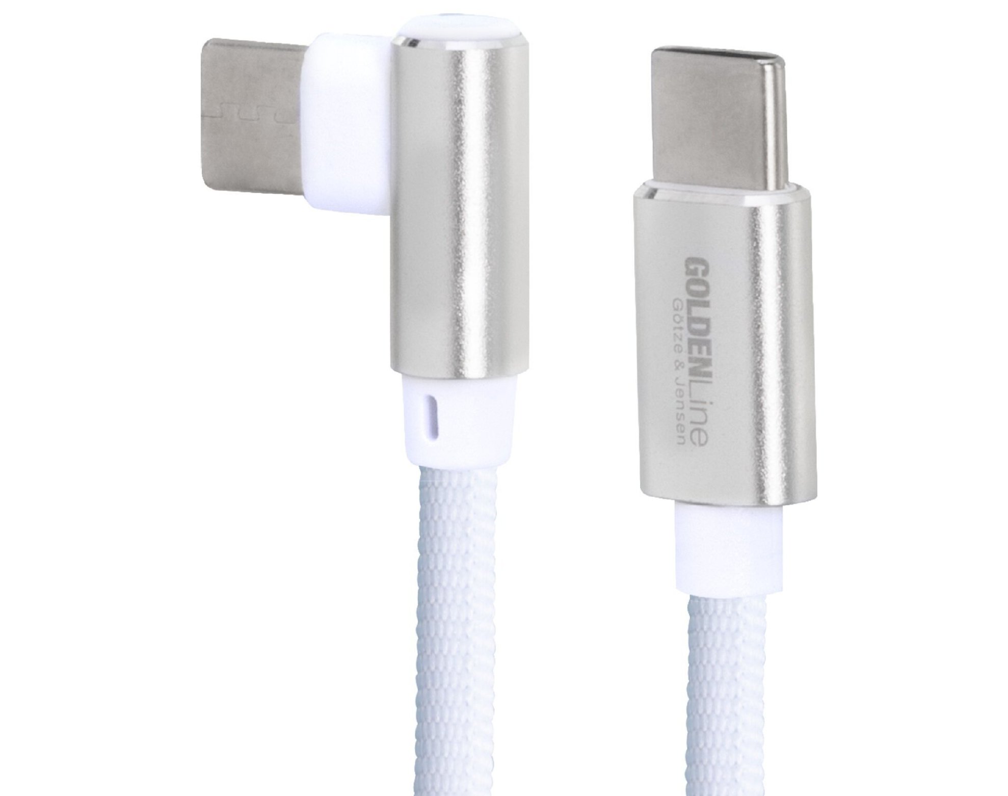 Kabel USB-C - USB-C kątowy GÖTZE & JENSEN Golden Line 1 m Biały