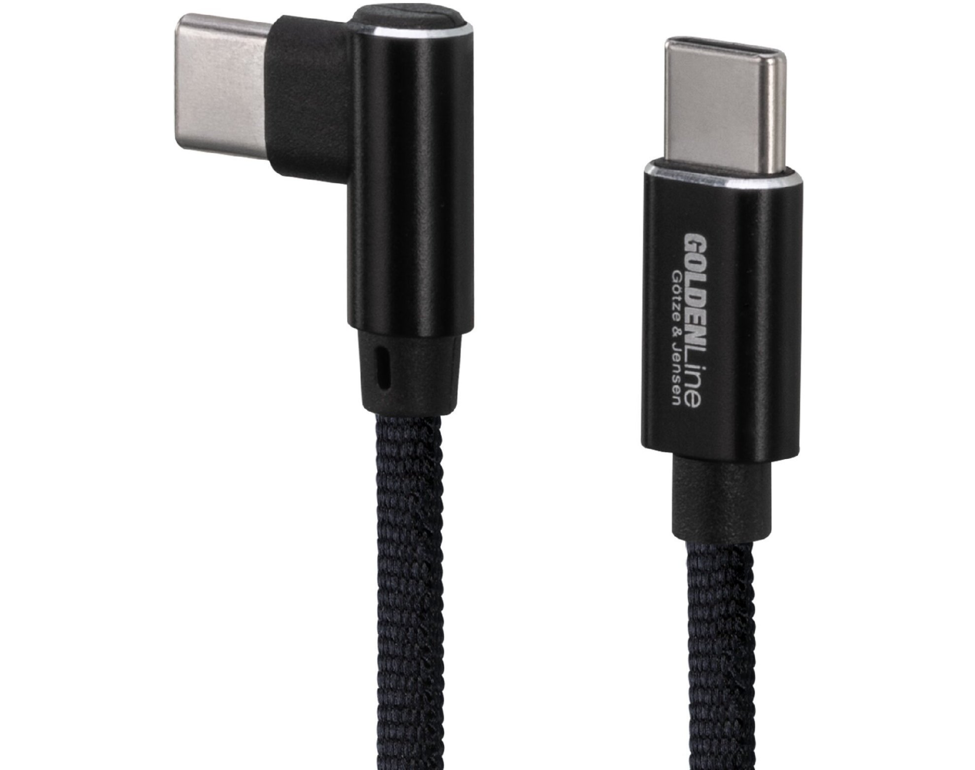 Kabel USB-C - USB-C kątowy GÖTZE & JENSEN Golden Line 1 m Czarny