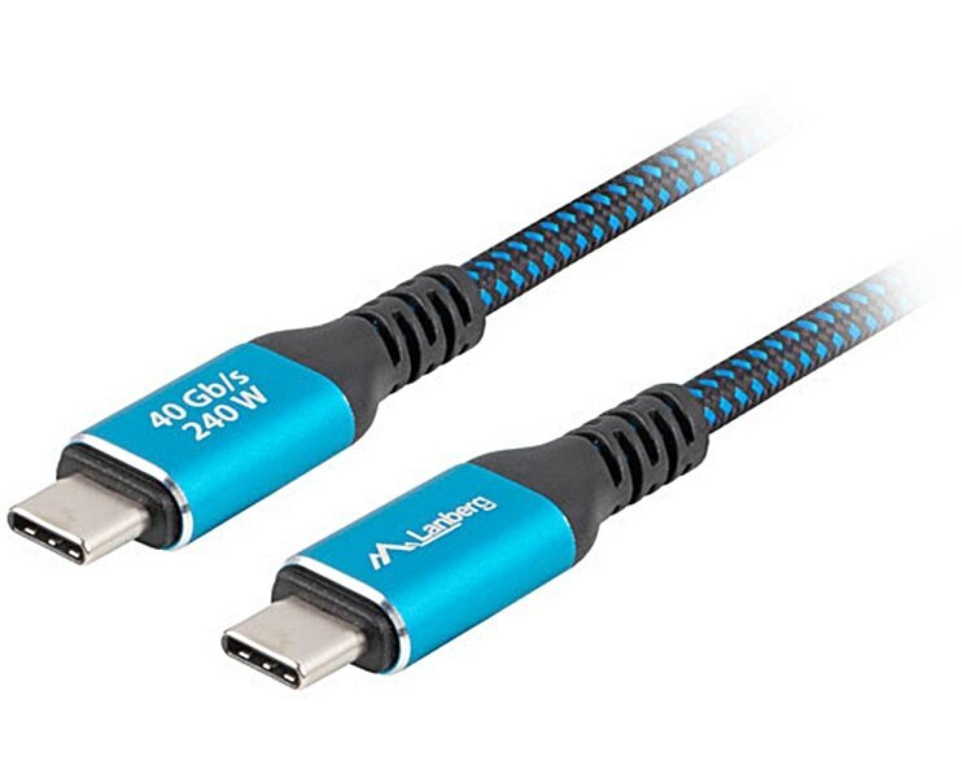 Kabel USB-C - USB-C LANBERG 240W 1.5 m Czarno-niebieski