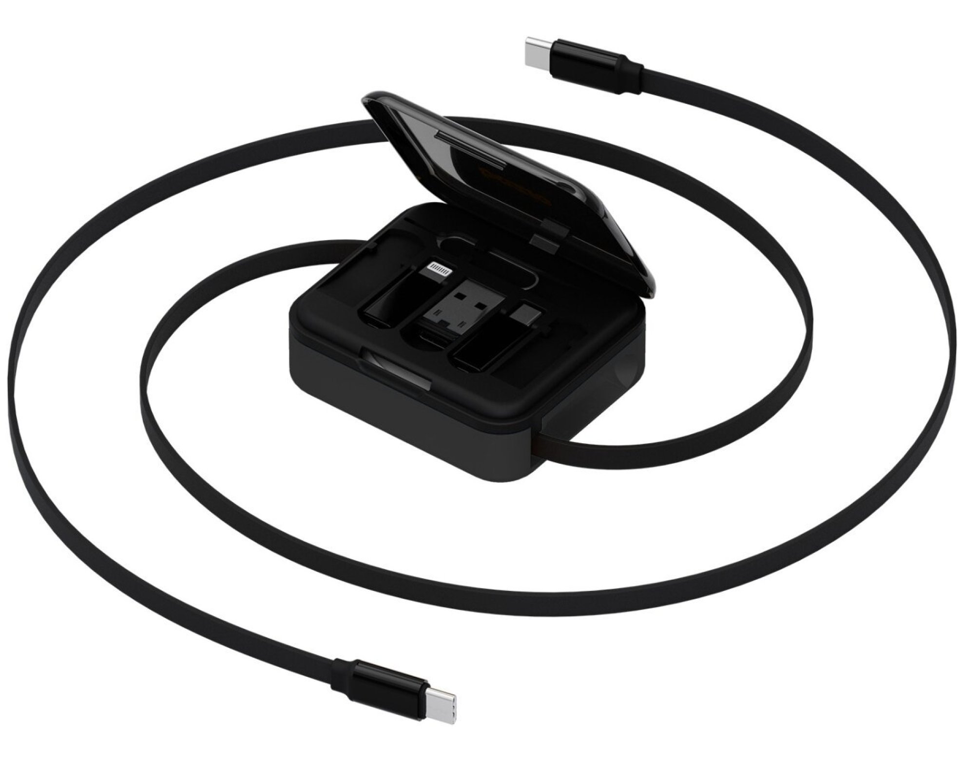 Kabel USB-C - USB-C/Lightning/MicroUSB/USB-A ENERGEA Bazic GoCharge Loop 1 m Czarny