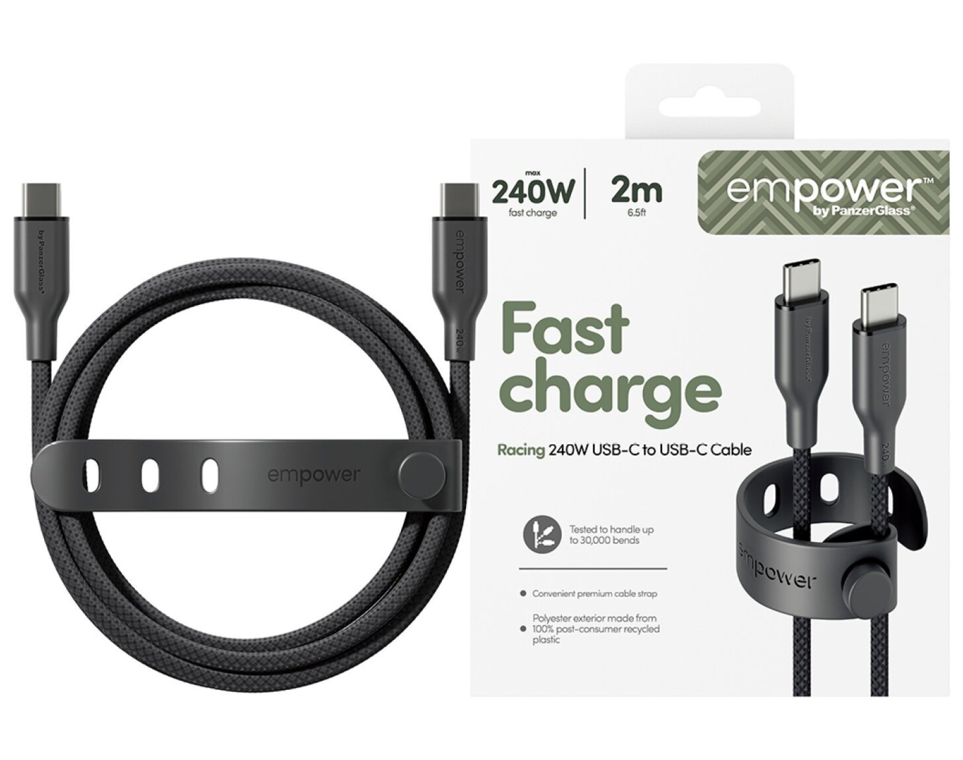 Kabel USB-C - USB-C PANZERGLASS Empower Racing 240W 2 m Czarny