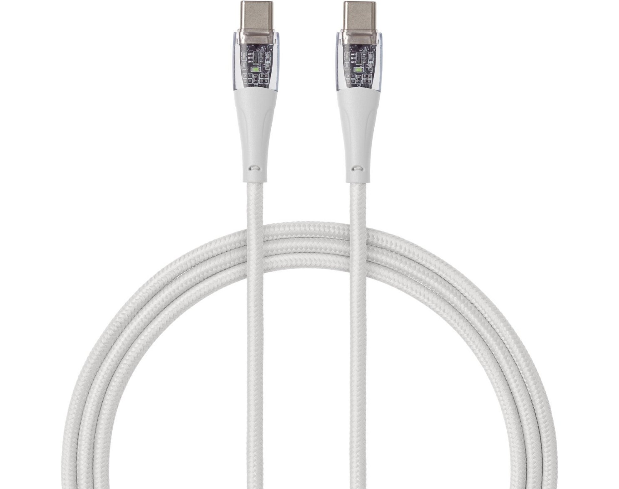 Kabel USB-C - USB-C  QUALO Transparent QTCN-CC-00 1.5 m Biały