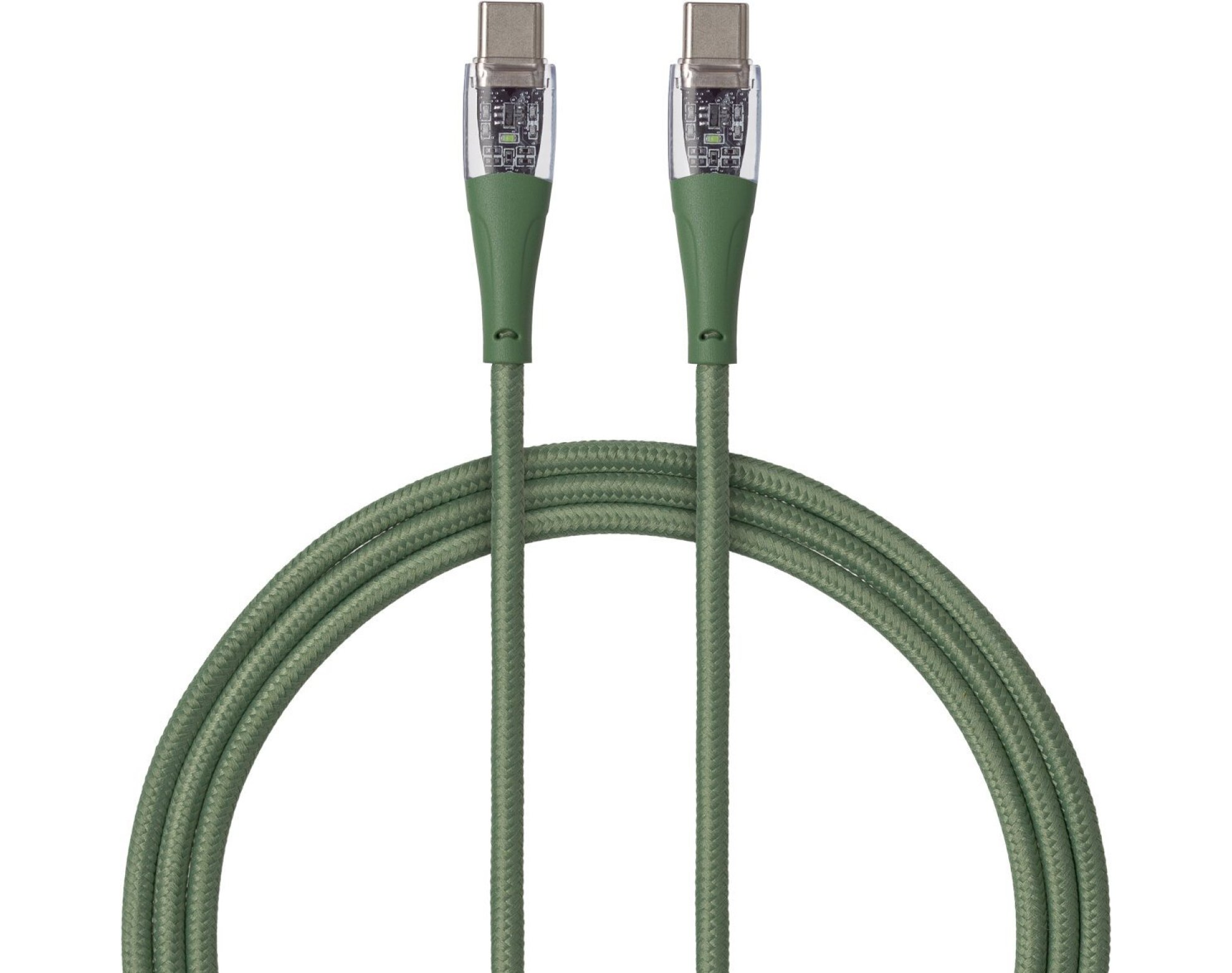 Kabel USB-C - USB-C QUALO Transparent QTCN-CC-04 1.5 m Zielony
